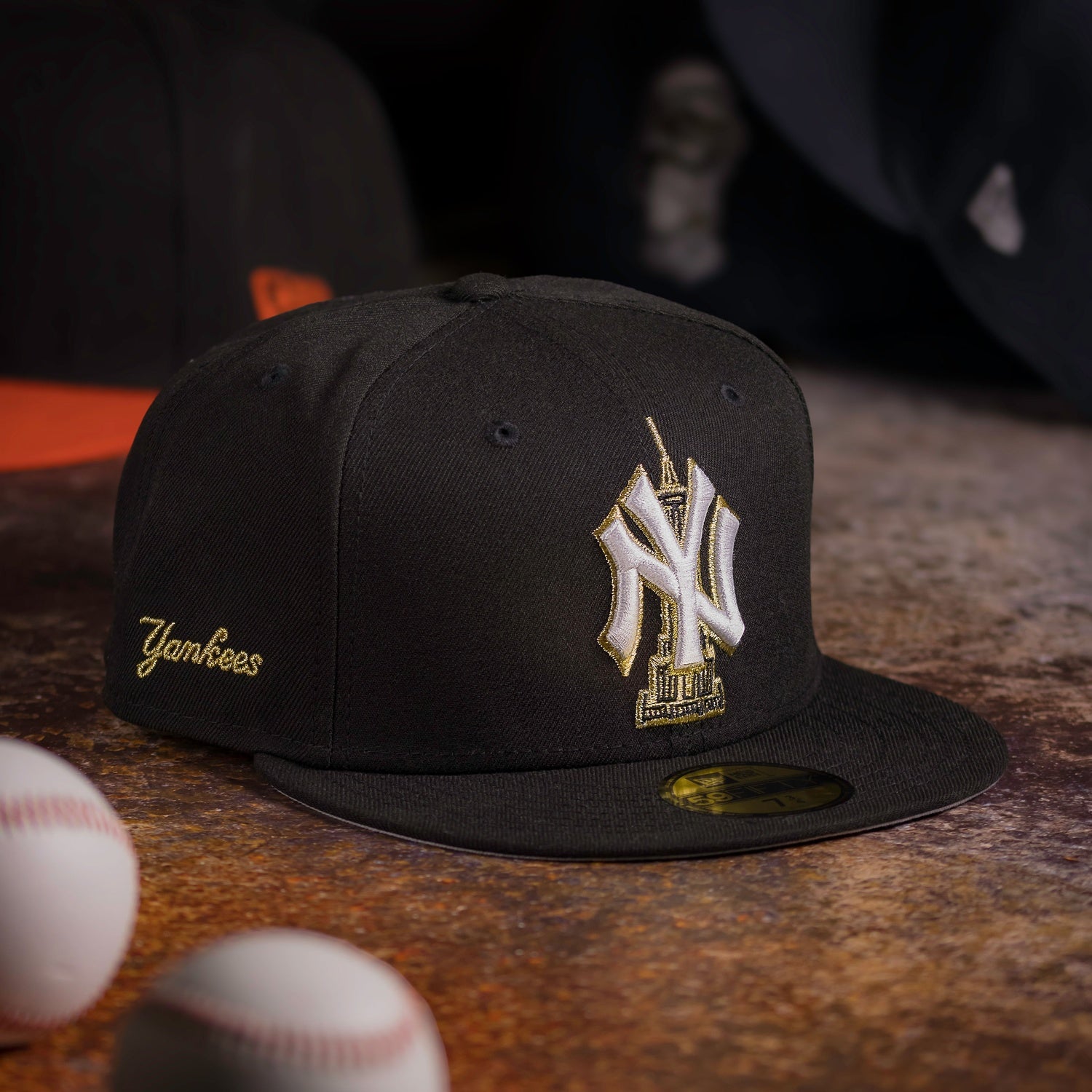 NEW ERA 59FIFTY MLB NEW YORK YANKEES YANKEES SCRIPT BLACK / GREY UV ...