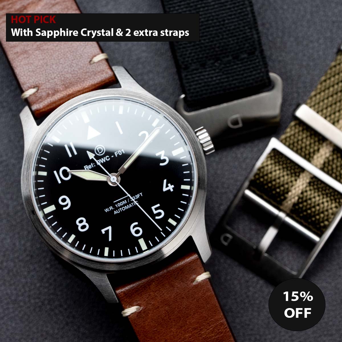 Modding Starter Combo] DIY Watchmaking Kit 40mm Pilot Watch with