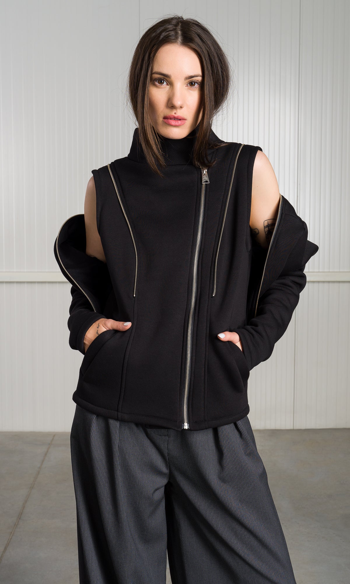 Cotton Fleece Jacket With Detachable Sleeves Borderfree cotton-fleece-jacket-with-detachable-sleeves-borderfree