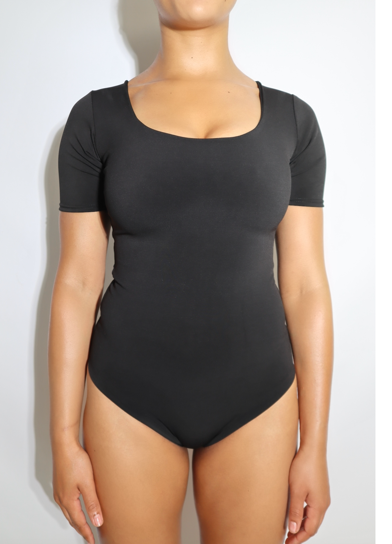 Scoop Neck Short Sleeve 'Megan' Bodysuit - Black