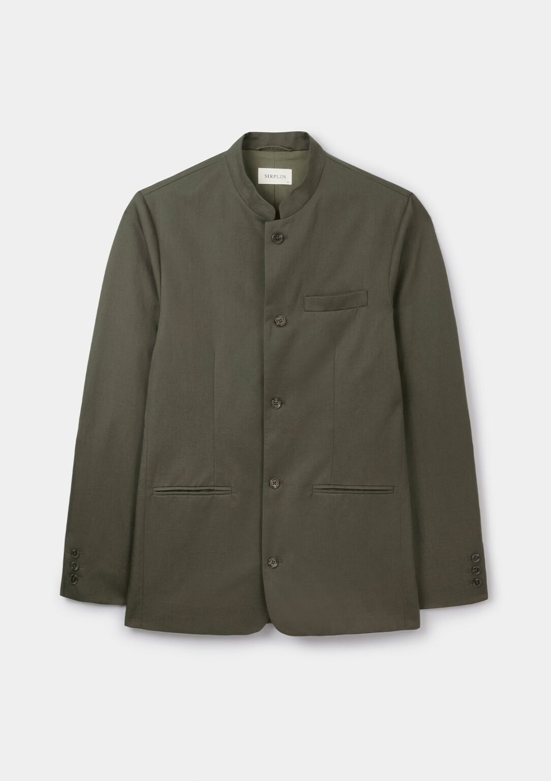 Green Cotton Linen Nehru Jacket Borderfree