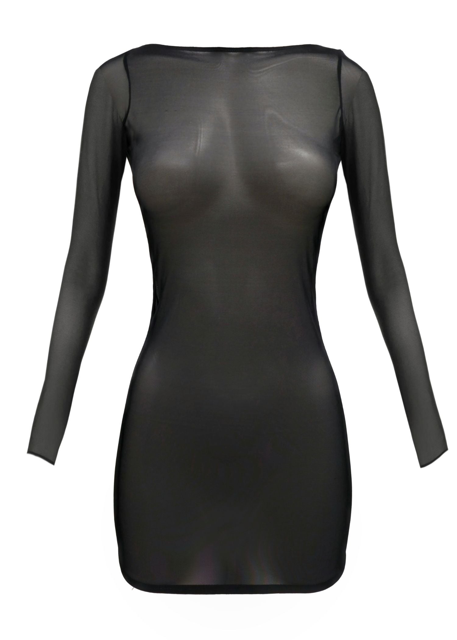 SHEER Mini Dress (Black) - Borderfree