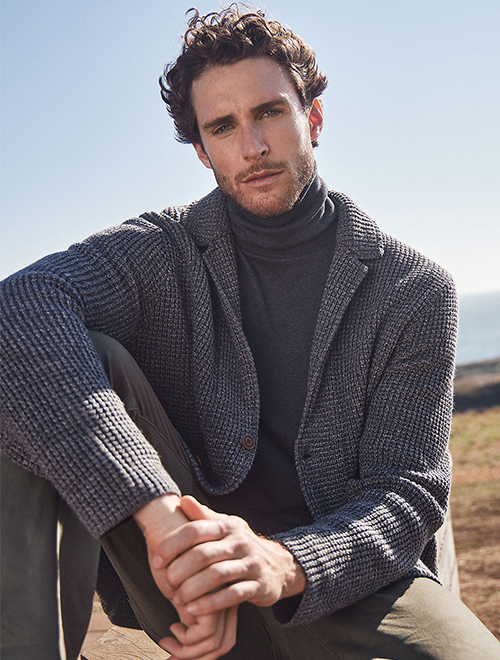 Men's Waffle Stitch Sweater Blazer