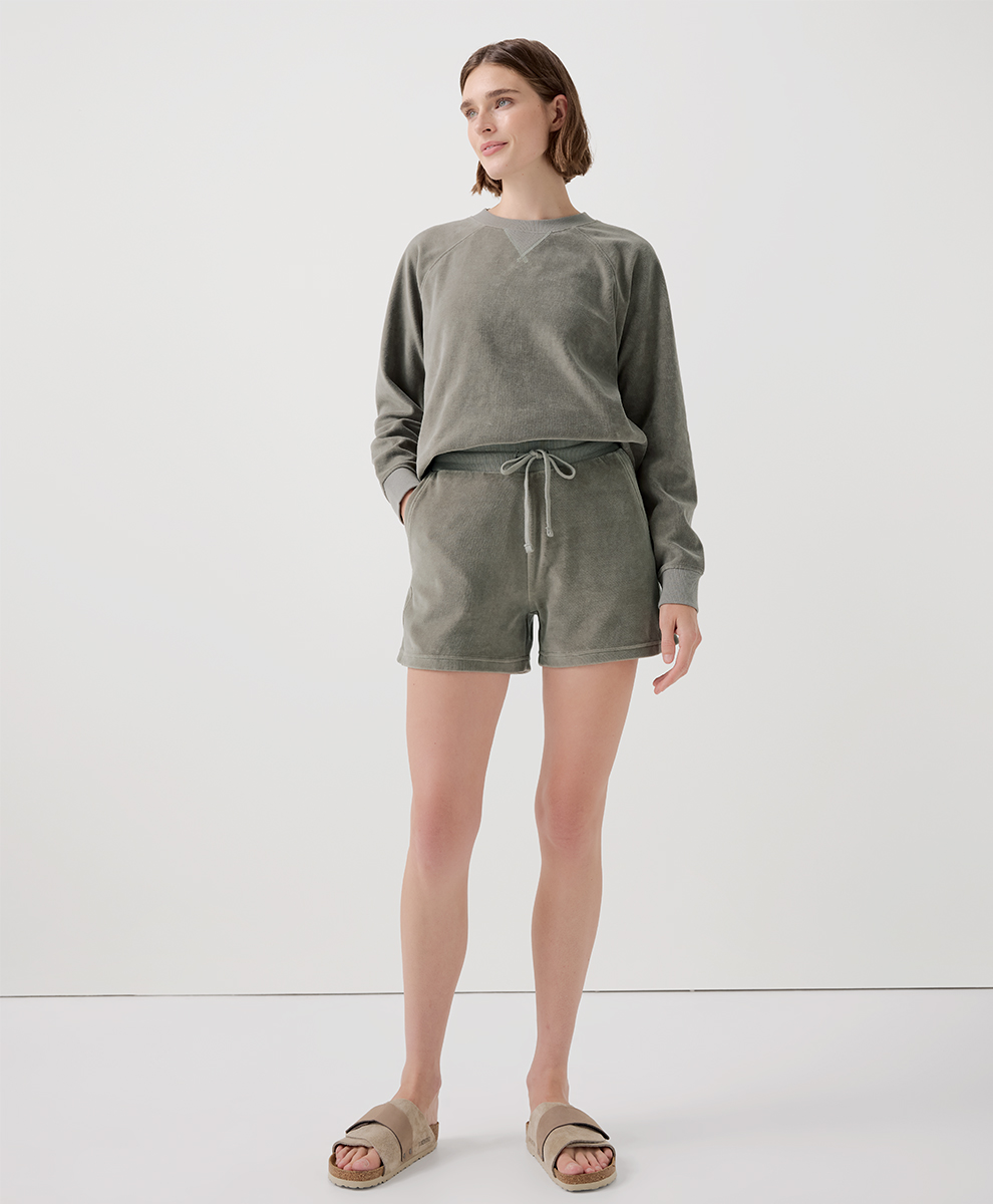 Organic Cotton Velour Short by pact in Shadow Fair Trade, Womens Size X