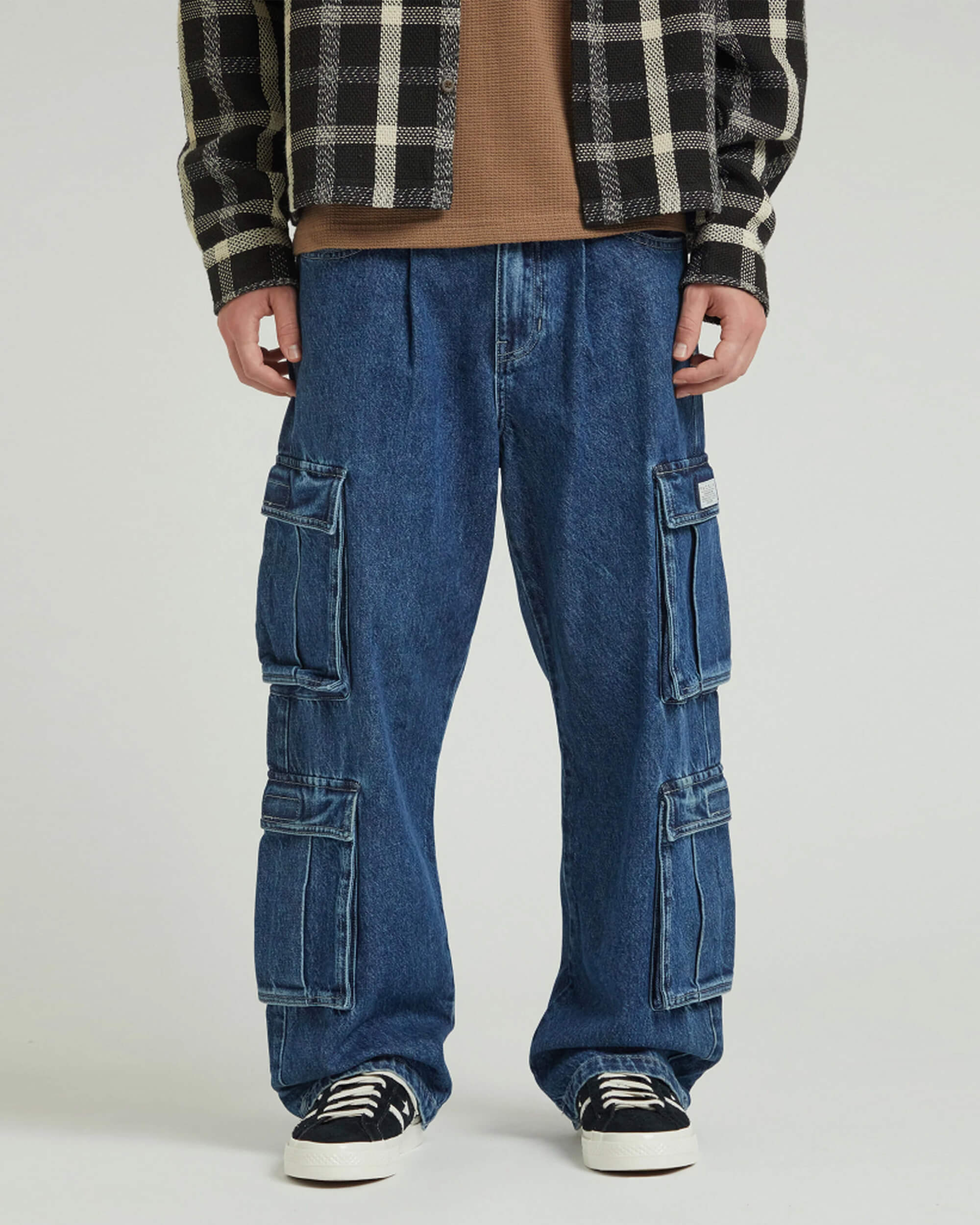 PacSun Dark Indigo Baggy Cargo Jeans