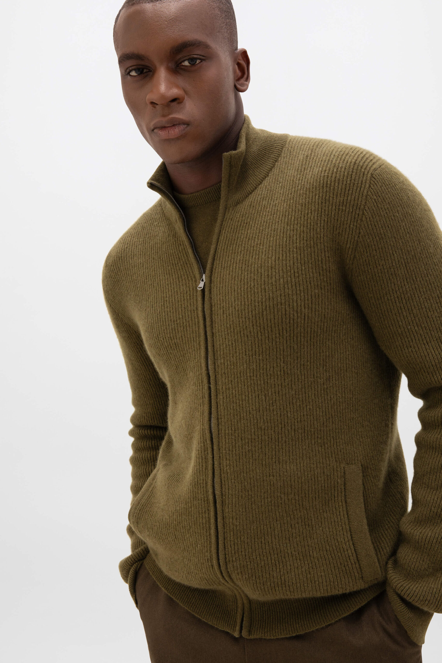 Ribbed Cashmere Cardigan Borderfree