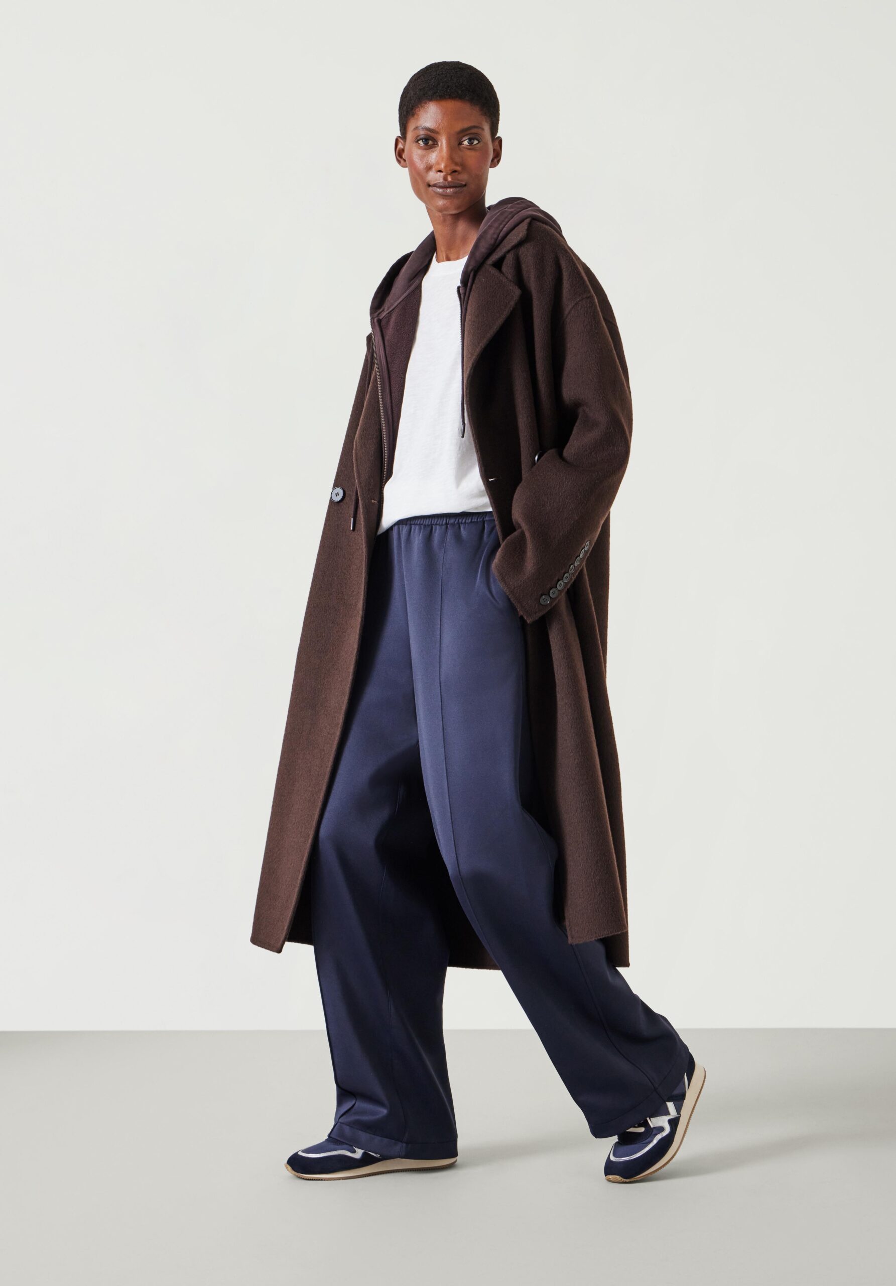 Hush Wide Leg Navy Tracksuit Pants Elasticated Waist Pleats Casual Leisurewear Borderfree