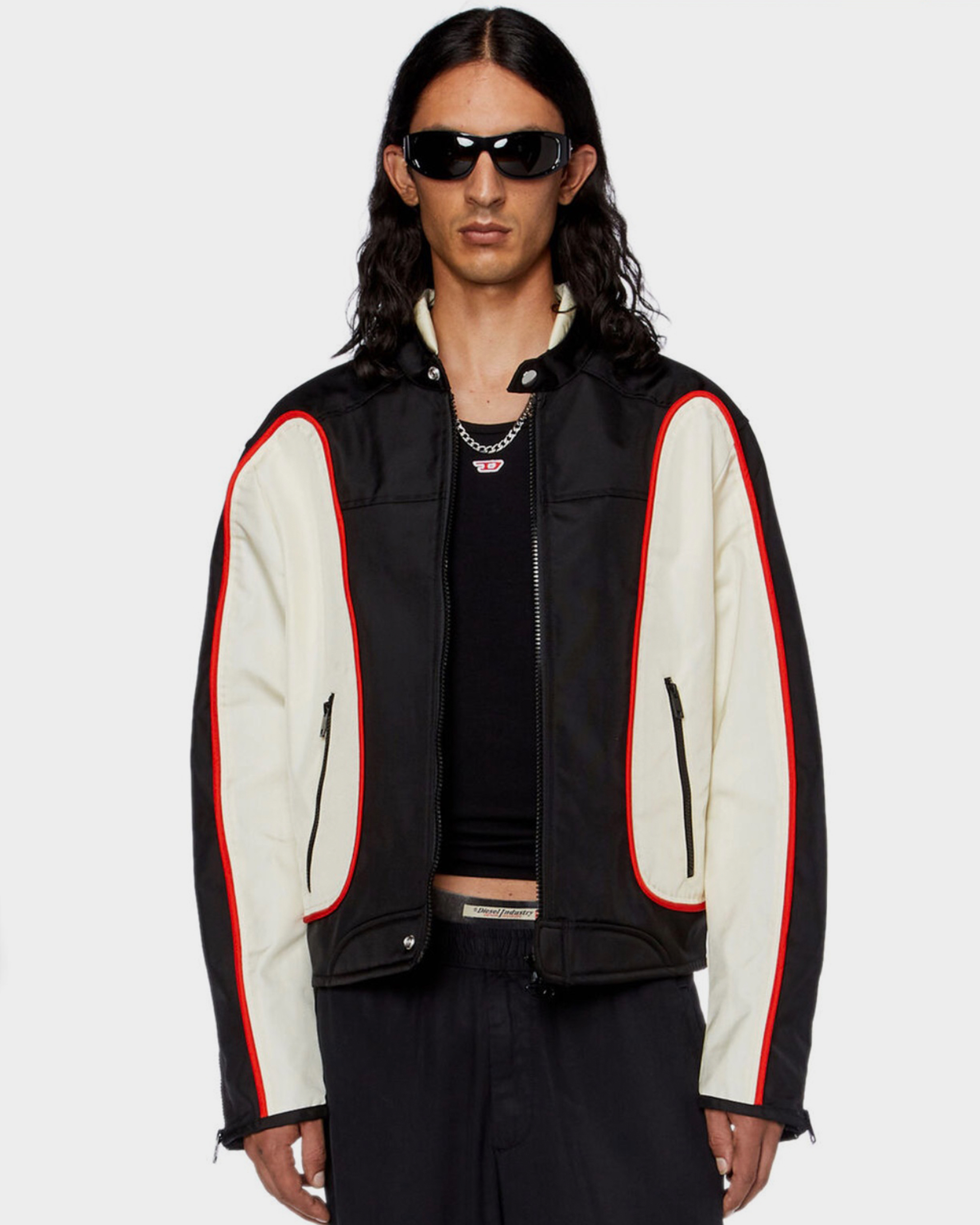 J-Blink Biker Jacket In Colour-Block Nylon