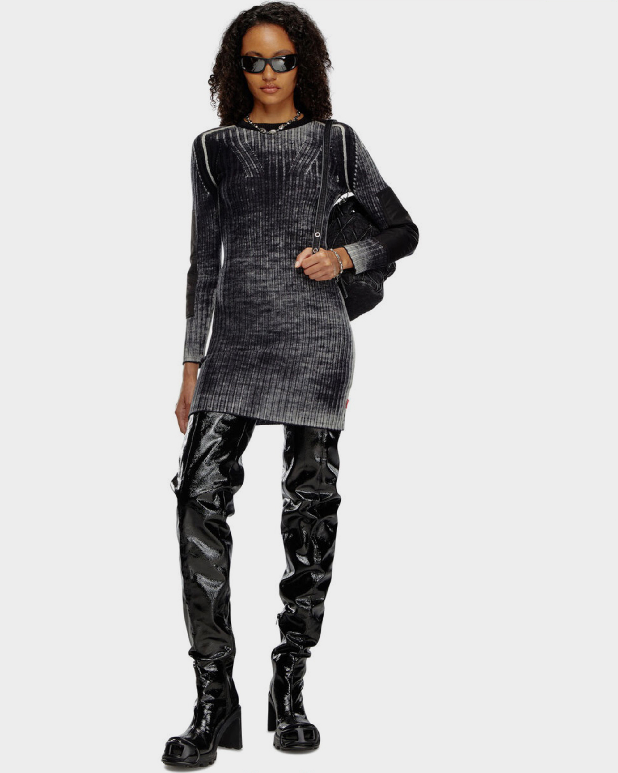 M-Artista Short Dress In Treated Wool Knit