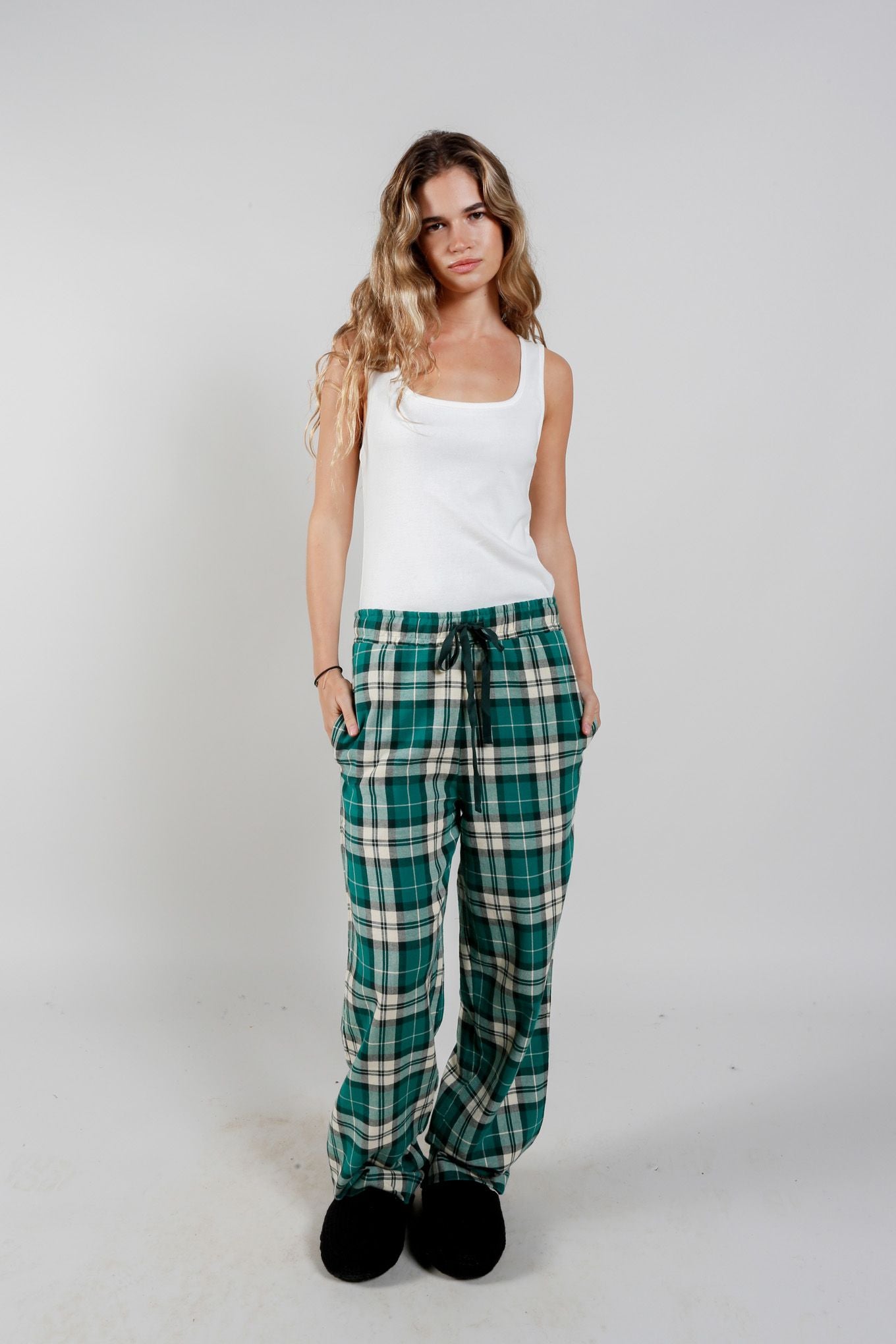 JIM JAM Womens Organic Cotton Pyjama Bottoms Green Borderfree