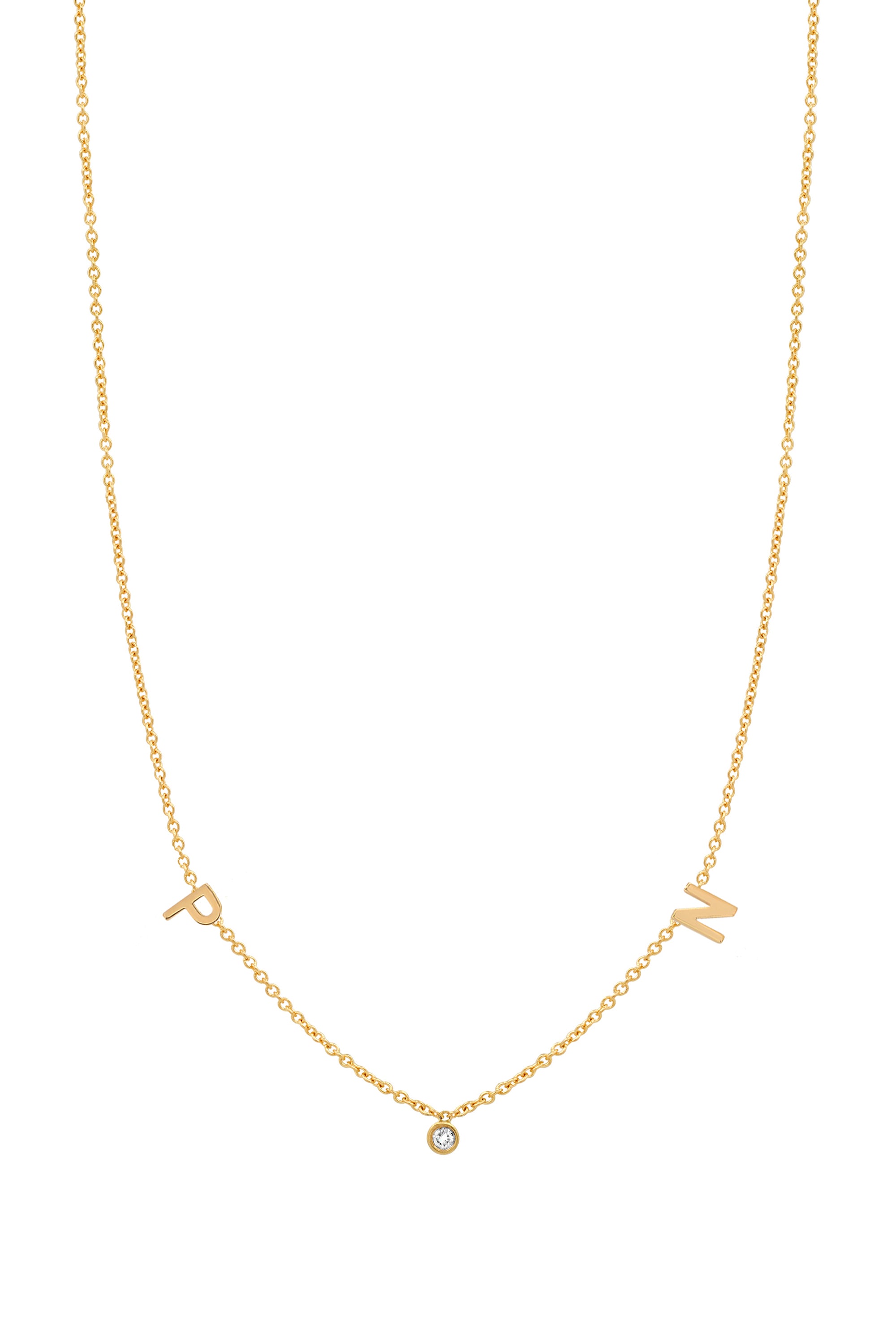 Small Initials and Diamond Necklace