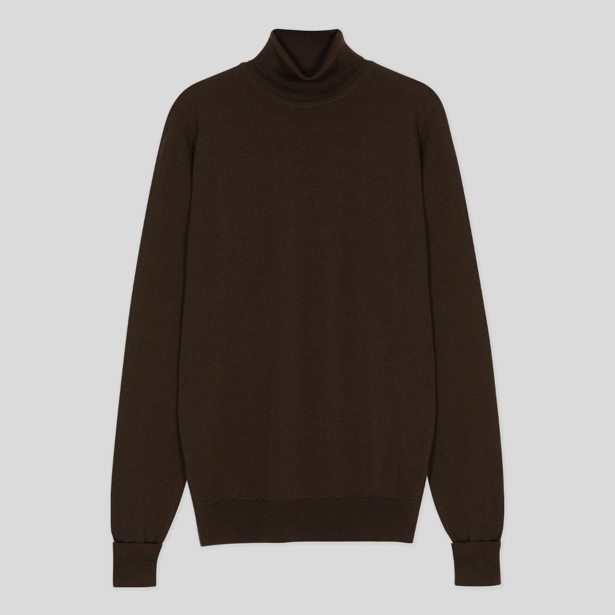 John Smedley - Men's - Richards - Extra Fine Merino Wool Roll Neck Jumper Truffle - XL