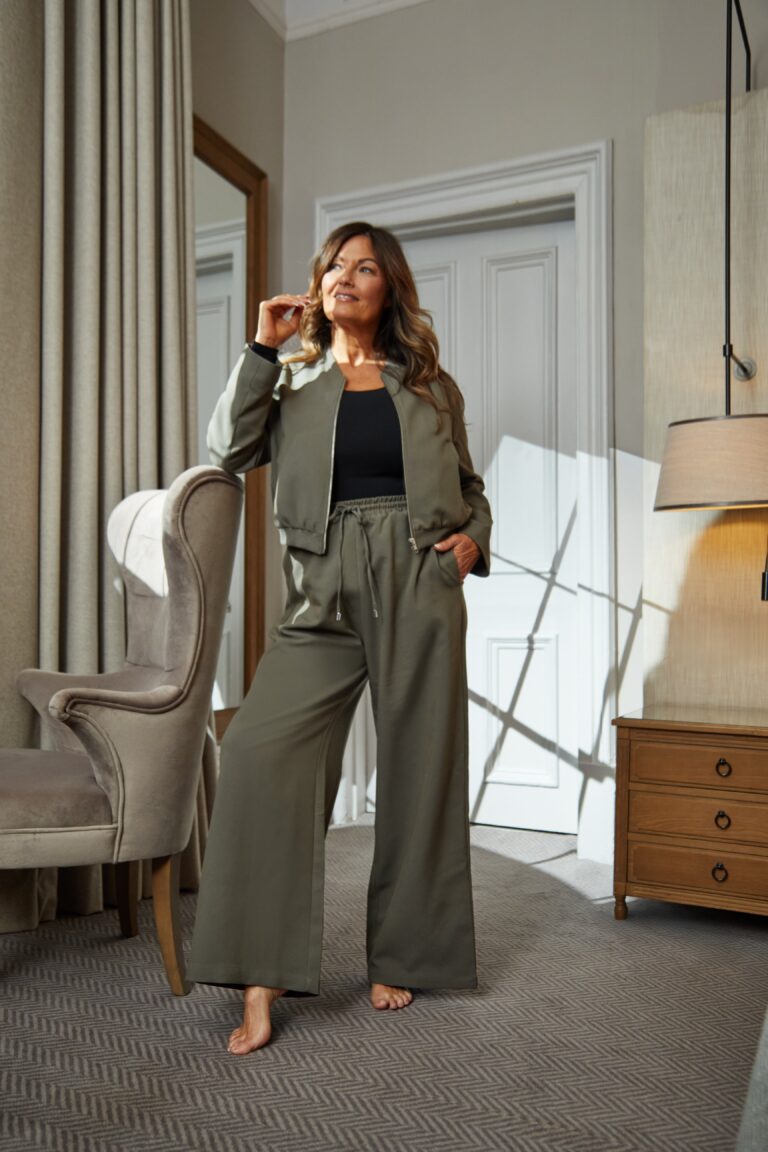 High Waisted Wide Leg ‘Mila’ Trousers – Sea Turtle