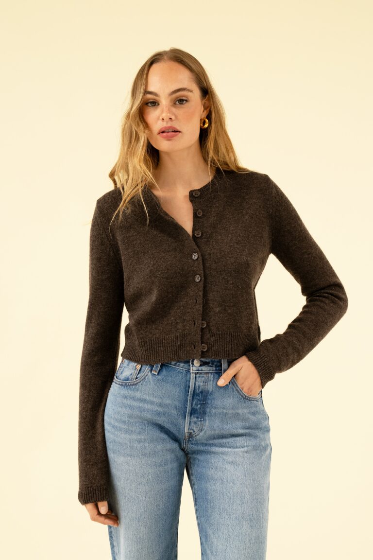 CHARLOTTE CASHMERE CARDIGAN – DARK MINK