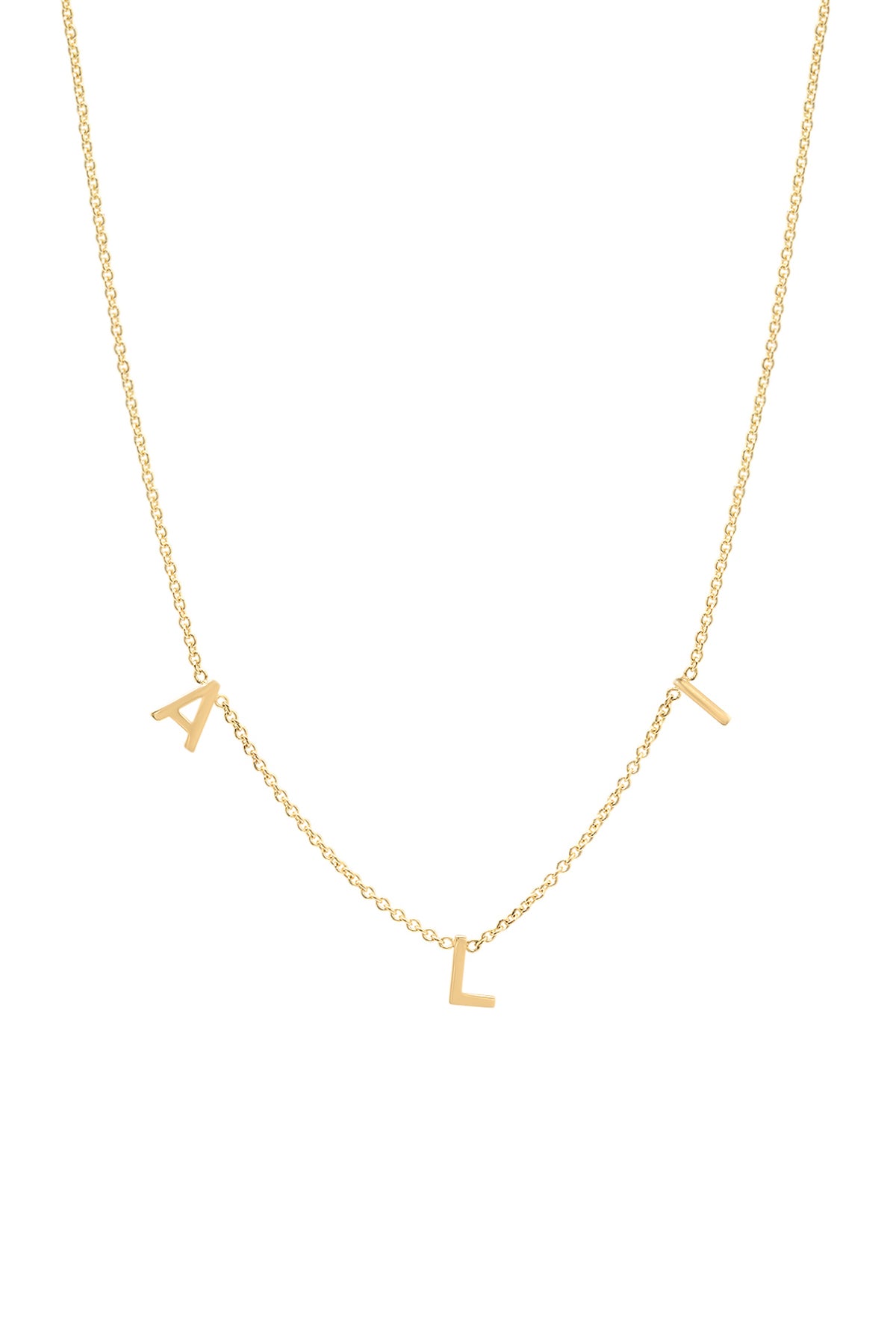 KIDS Spaced Letter Necklace - 14k Yellow Gold