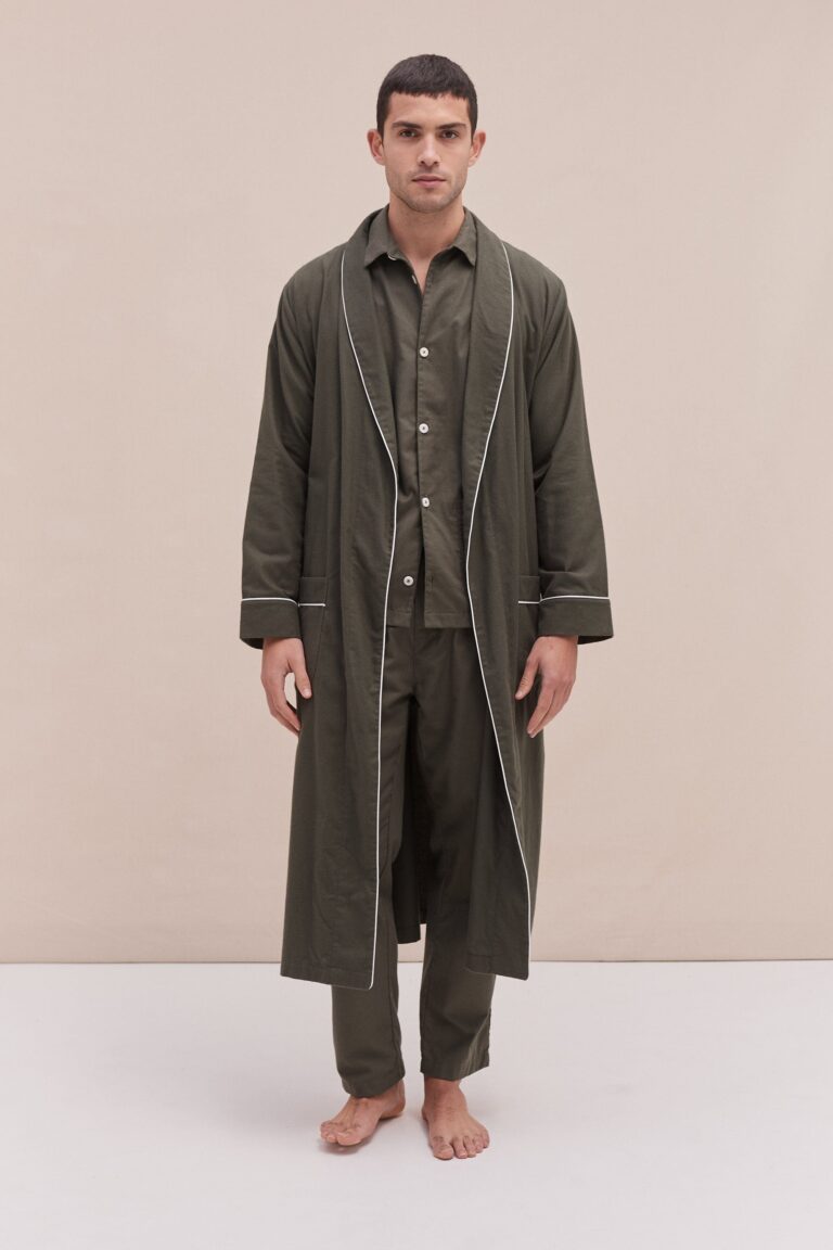 His Khaki Robe | Luxury Brushed Cotton Robe