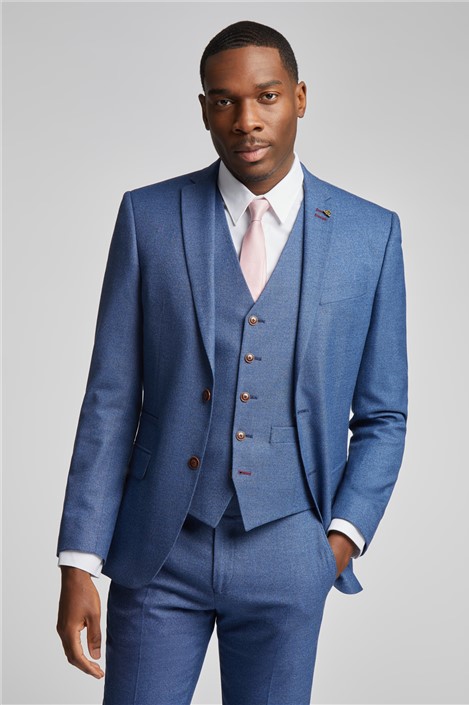 Antique Rogue Slim Fit Blue Texture Men's Suit Jacket