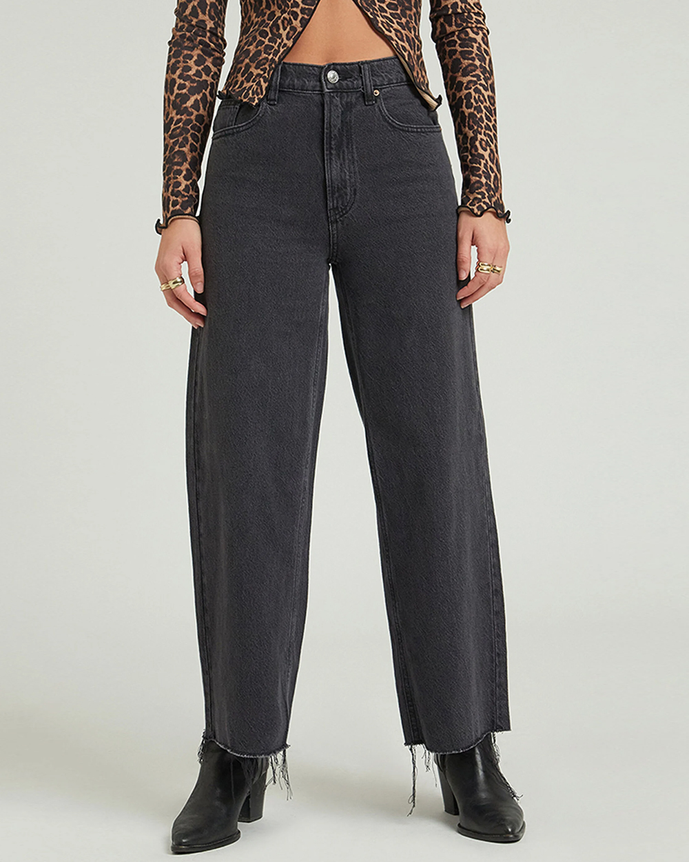 PacSun Nora Black Cropped Wide Leg Jeans