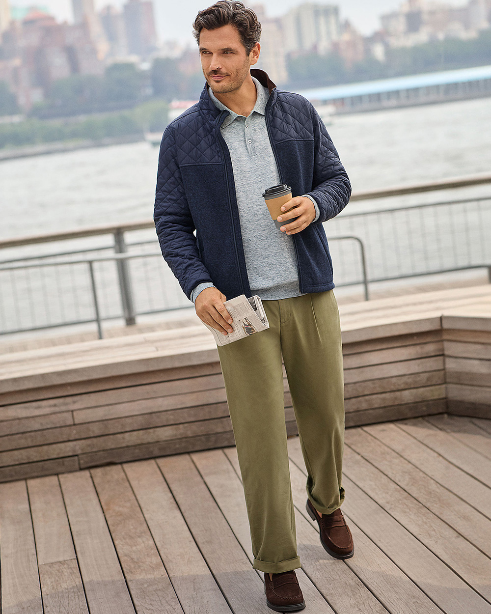 Men's Comfort Waist Relaxed Fit Pleated Knockabout Chino Pants