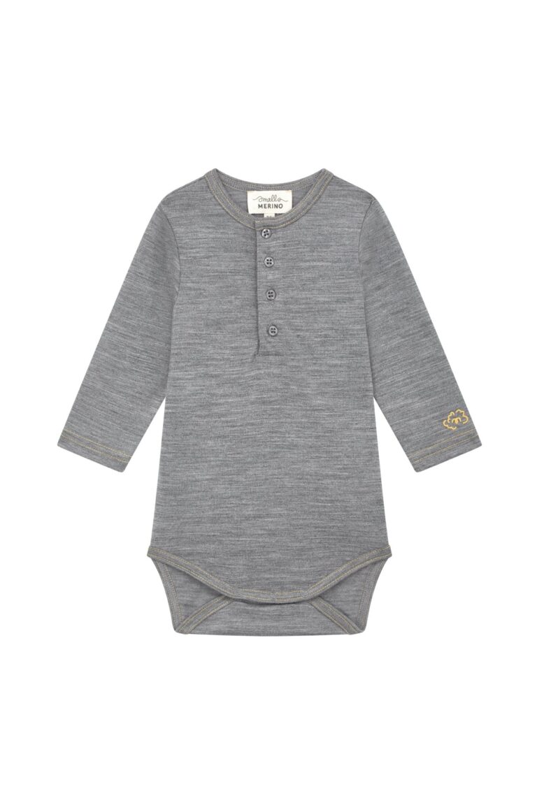 Aroha Collection Merino Baby Bodysuit, Grey Marle