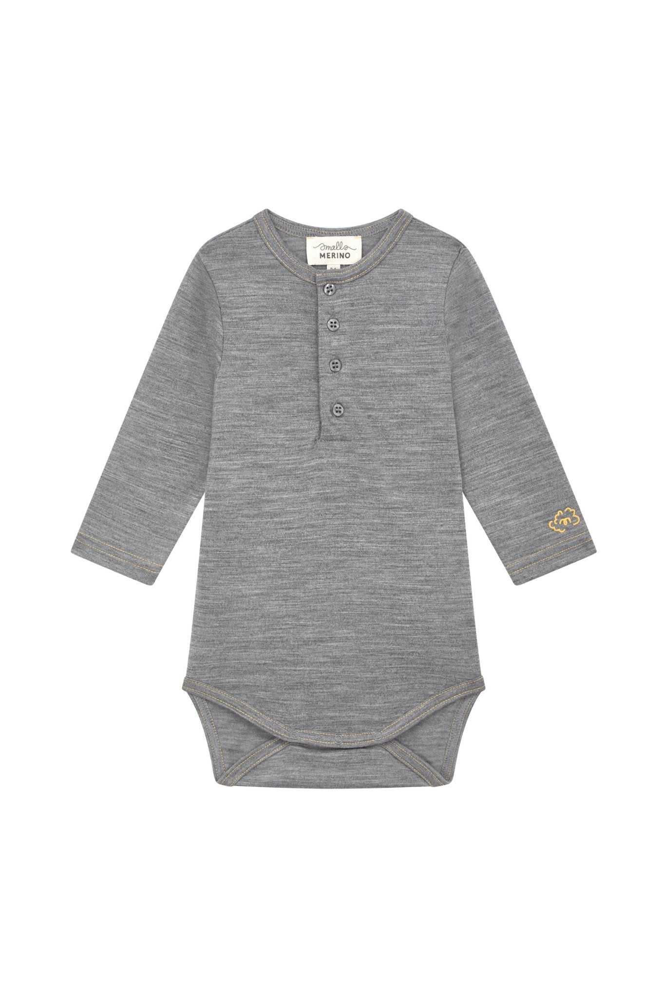 Aroha Collection Merino Baby Bodysuit, Grey Marle
