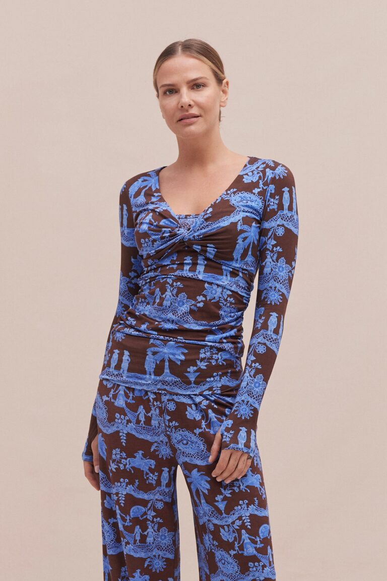 Lyocell Jersey Twist Top A Laced Dream Espresso/Blue