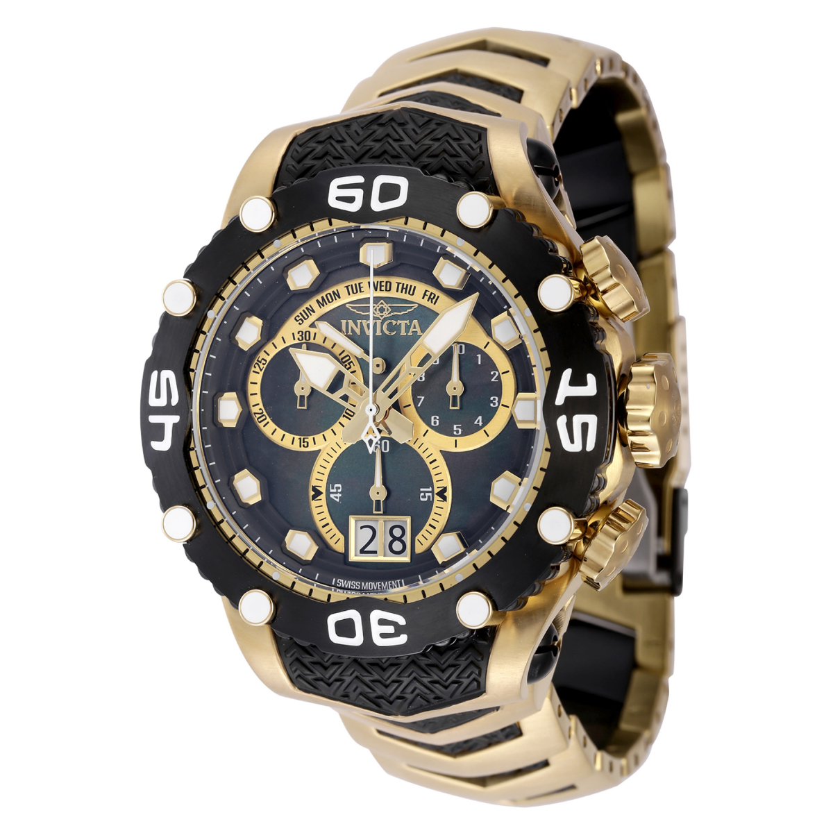 Invicta Subaqua Noma VIII Swiss Ronda 8040.N Caliber Men's Watch w/ Mother of Pearl Dial - 48.5mm, Black, Gold (47292)