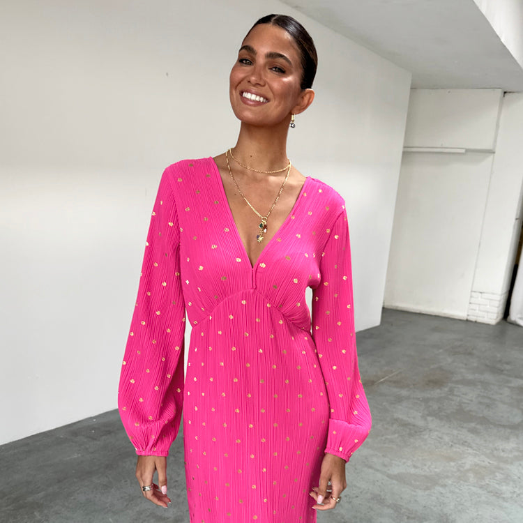Pink Plisse Emma Dress