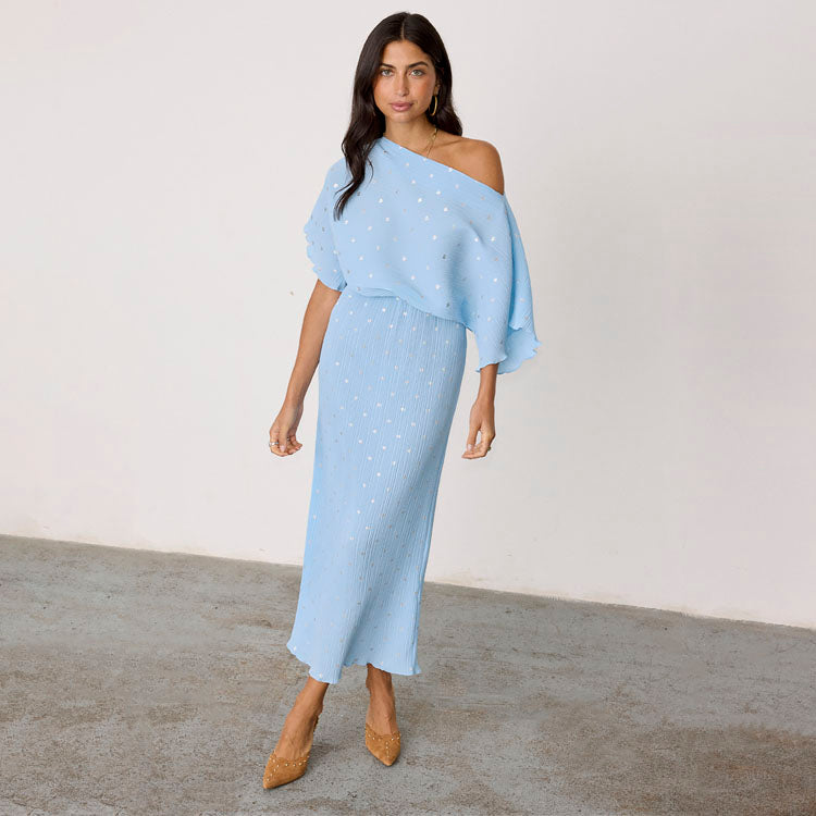 Ice Blue Plisse Tilly Dress