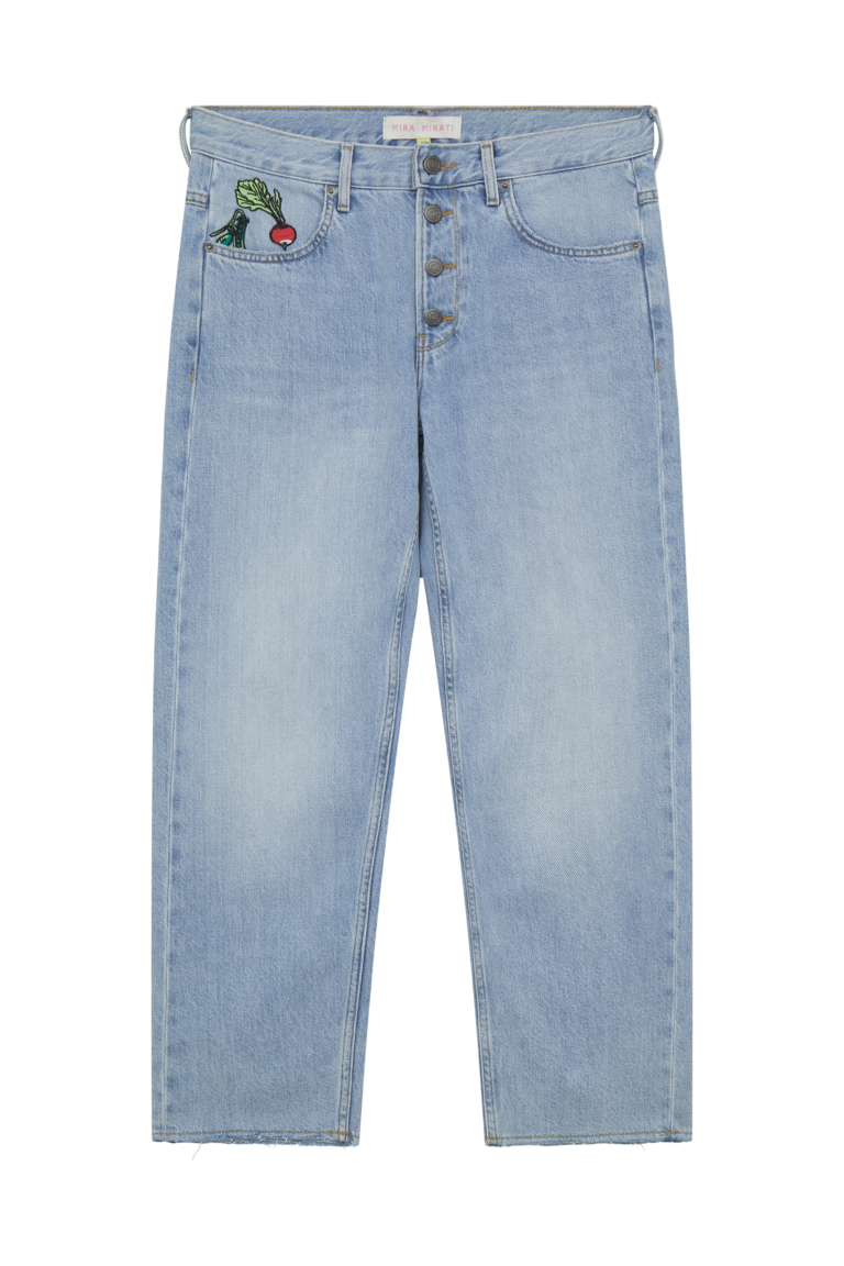Vegetable Embroidered Denim Jeans