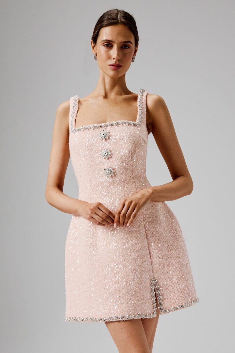 Little Star | Cream Embellished Boucle Tailored Mini Dress