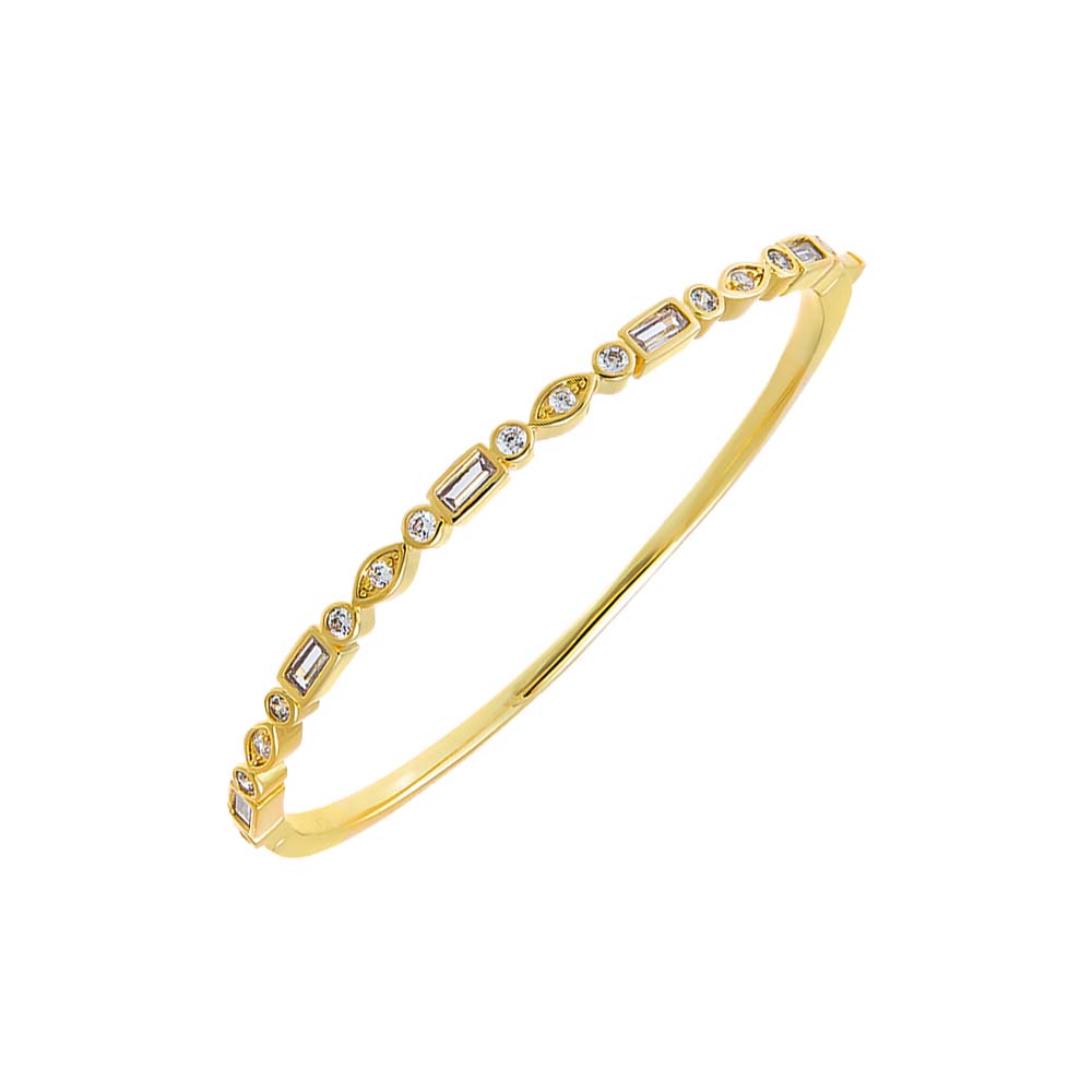 CZ Multi Shape Bezel Tennis Bangle Bracelet