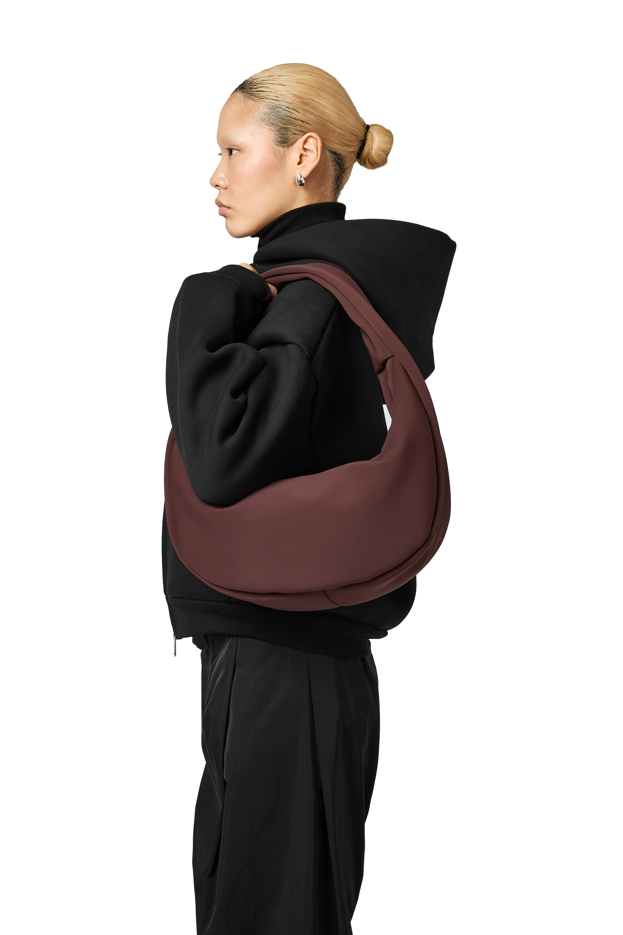 Mini Moon Baguette Bag in Chestnut