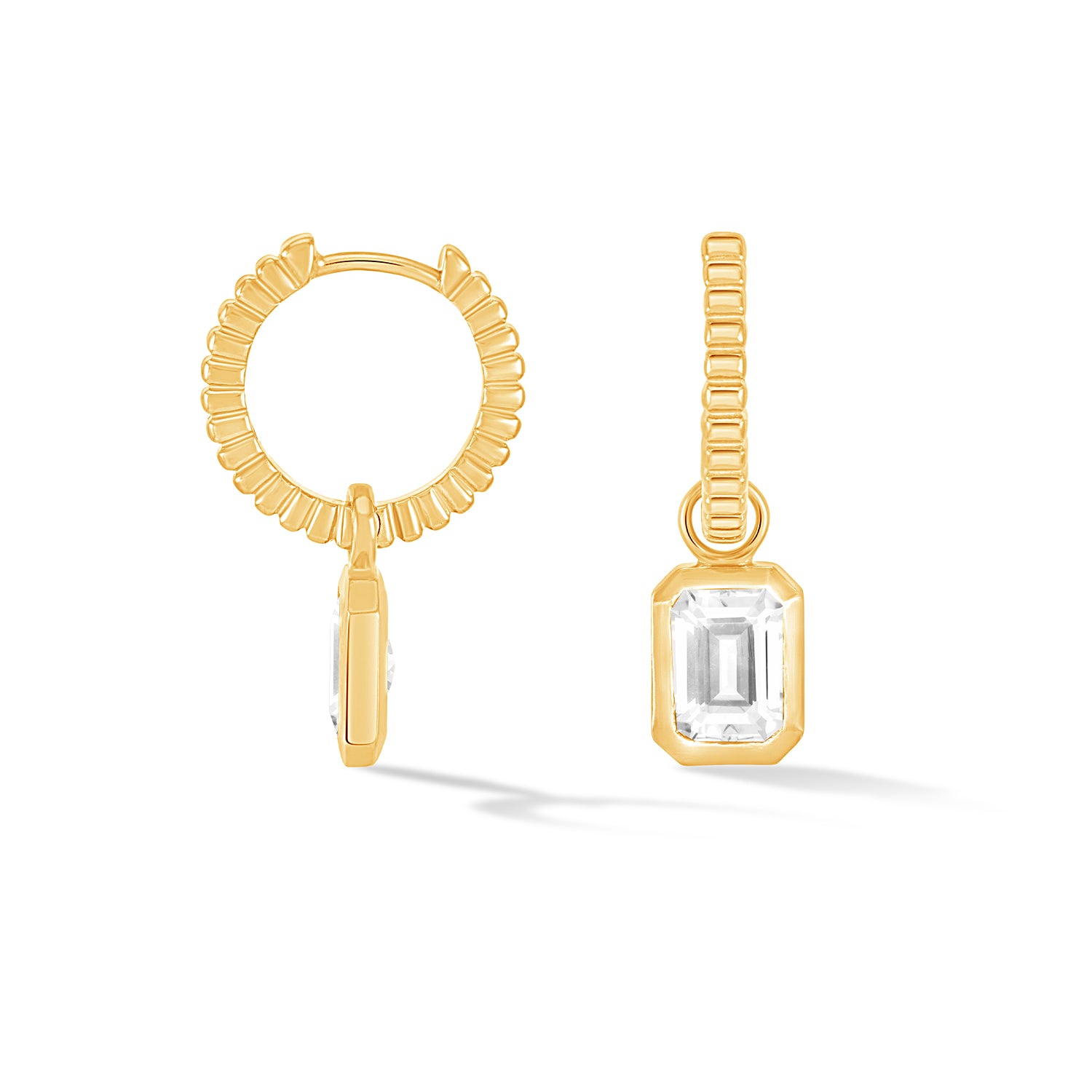 White Topaz Humbug Huggie Charm Hoops