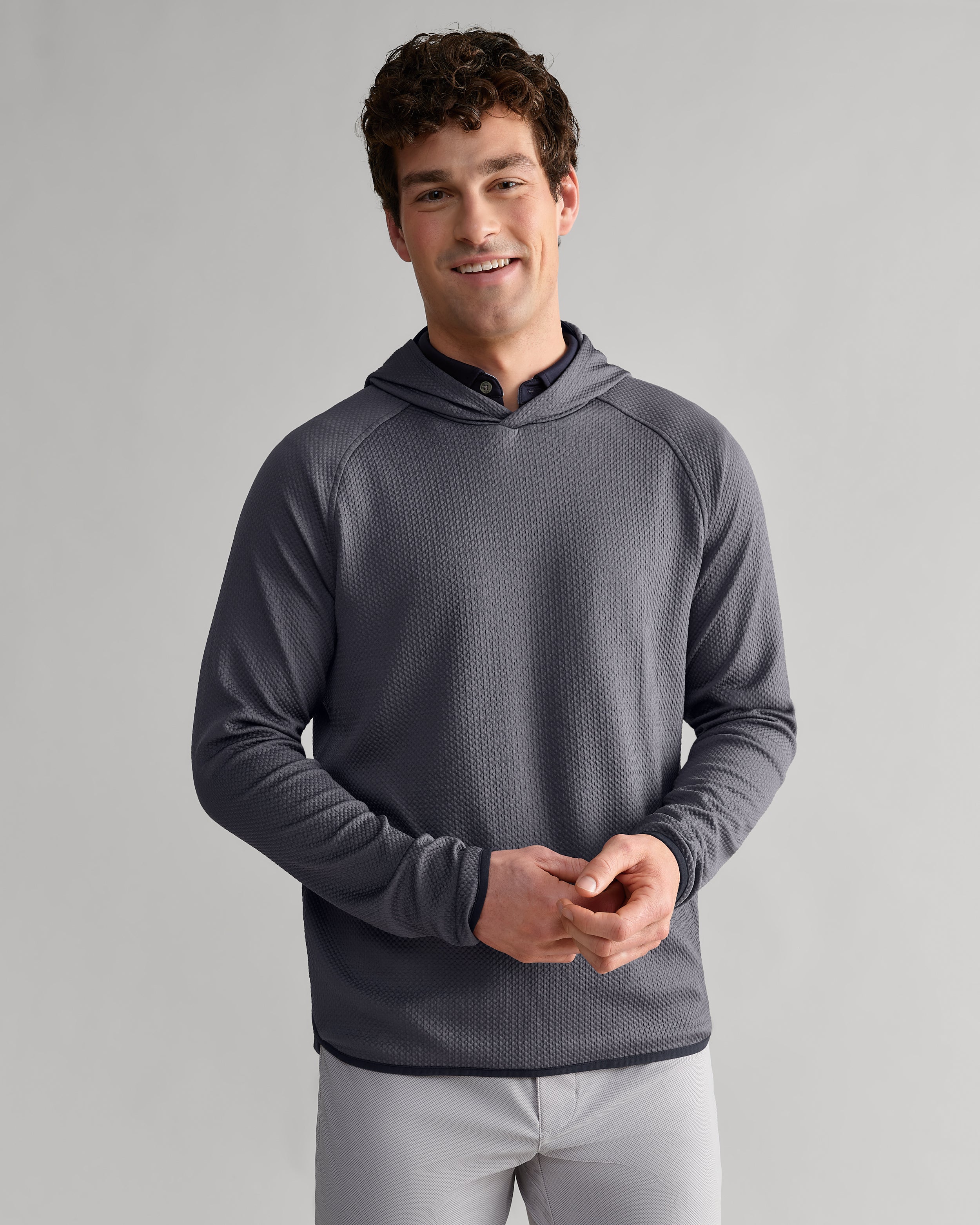 Founders Golf Hoodie -- Gravel/True Navy