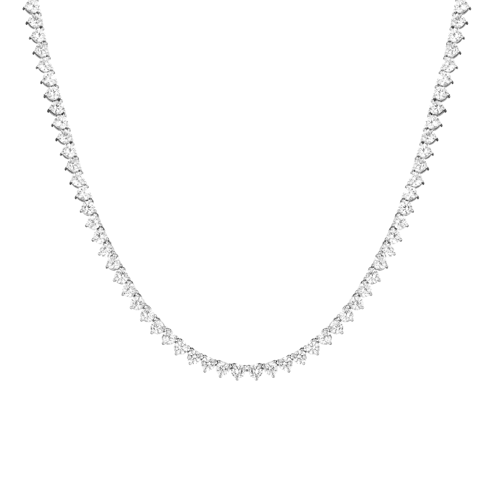 Lab Grown White Sapphire Three-Prong Tennis Necklace