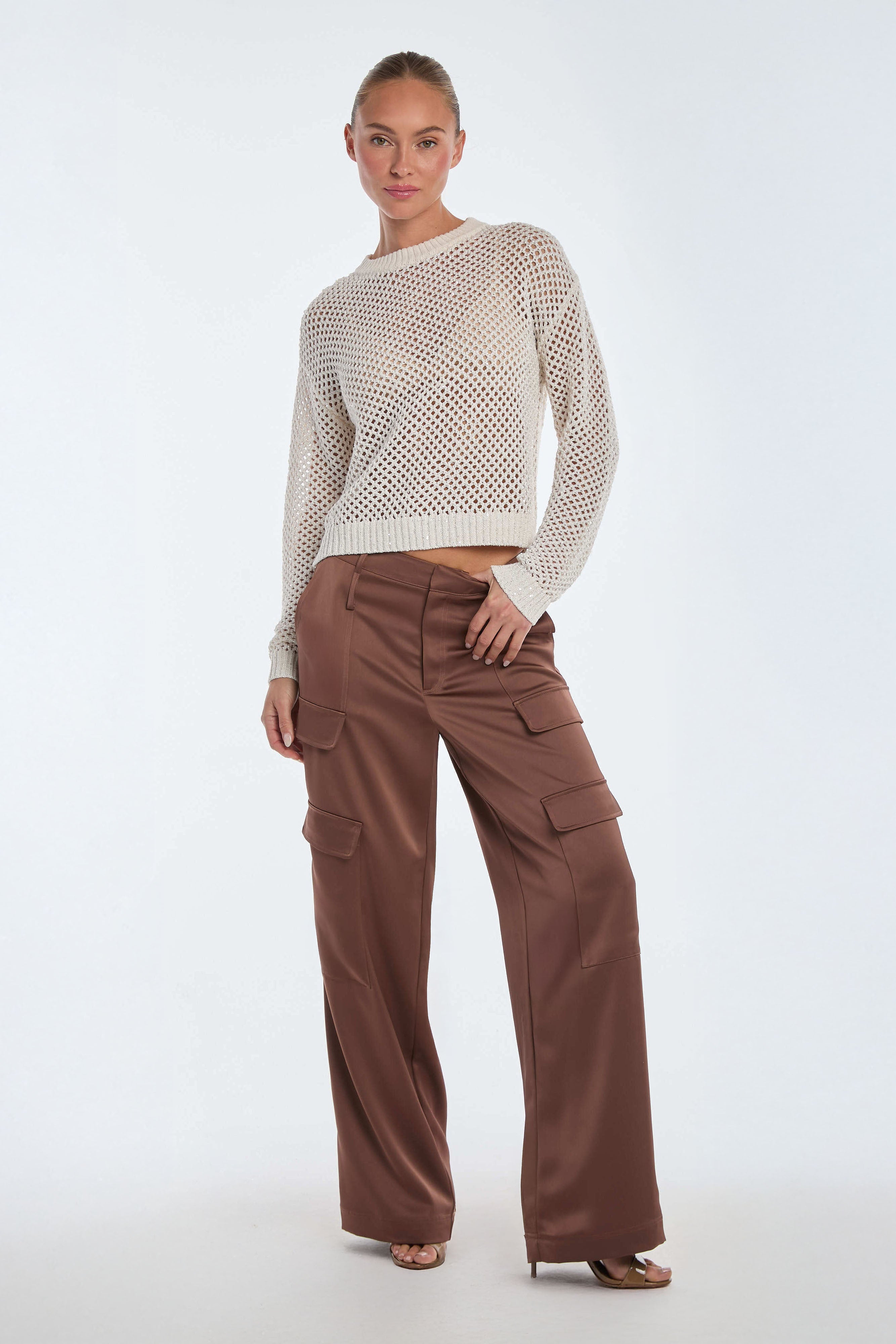 Milan Satin Cargo Pant - Mocha