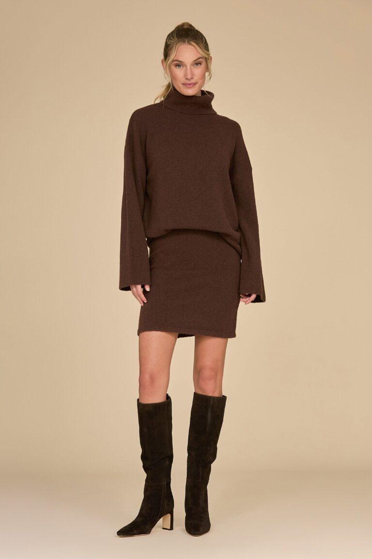 Calista Knit Skirt – Dark Oak