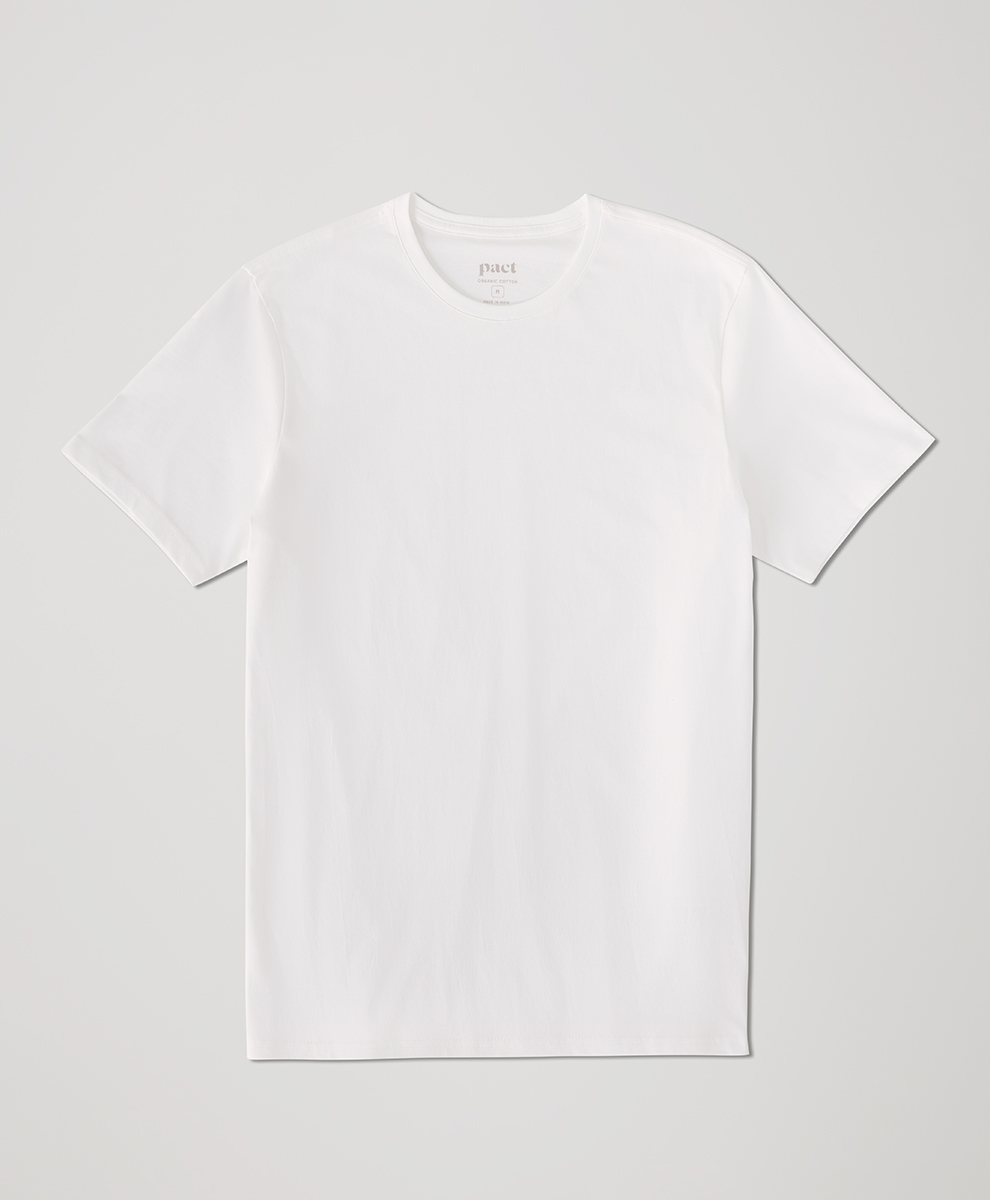 Organic Softspun Crew Neck Tee by pact in White Fair Trade, Mens Size X-Large