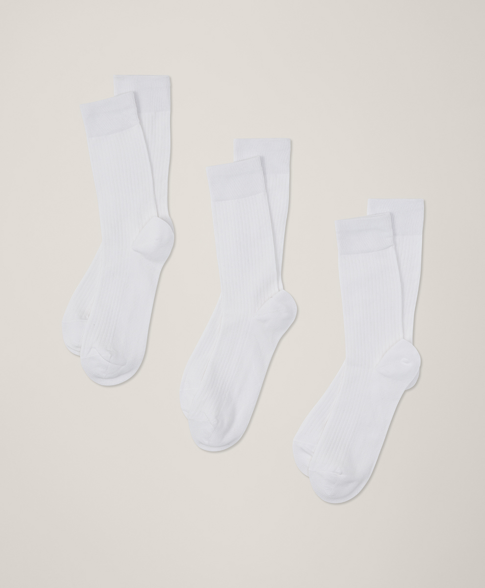 Organic The Perfect Crew Socks 3-Pack by pact in White Fair Trade, Mens Size One-Size
