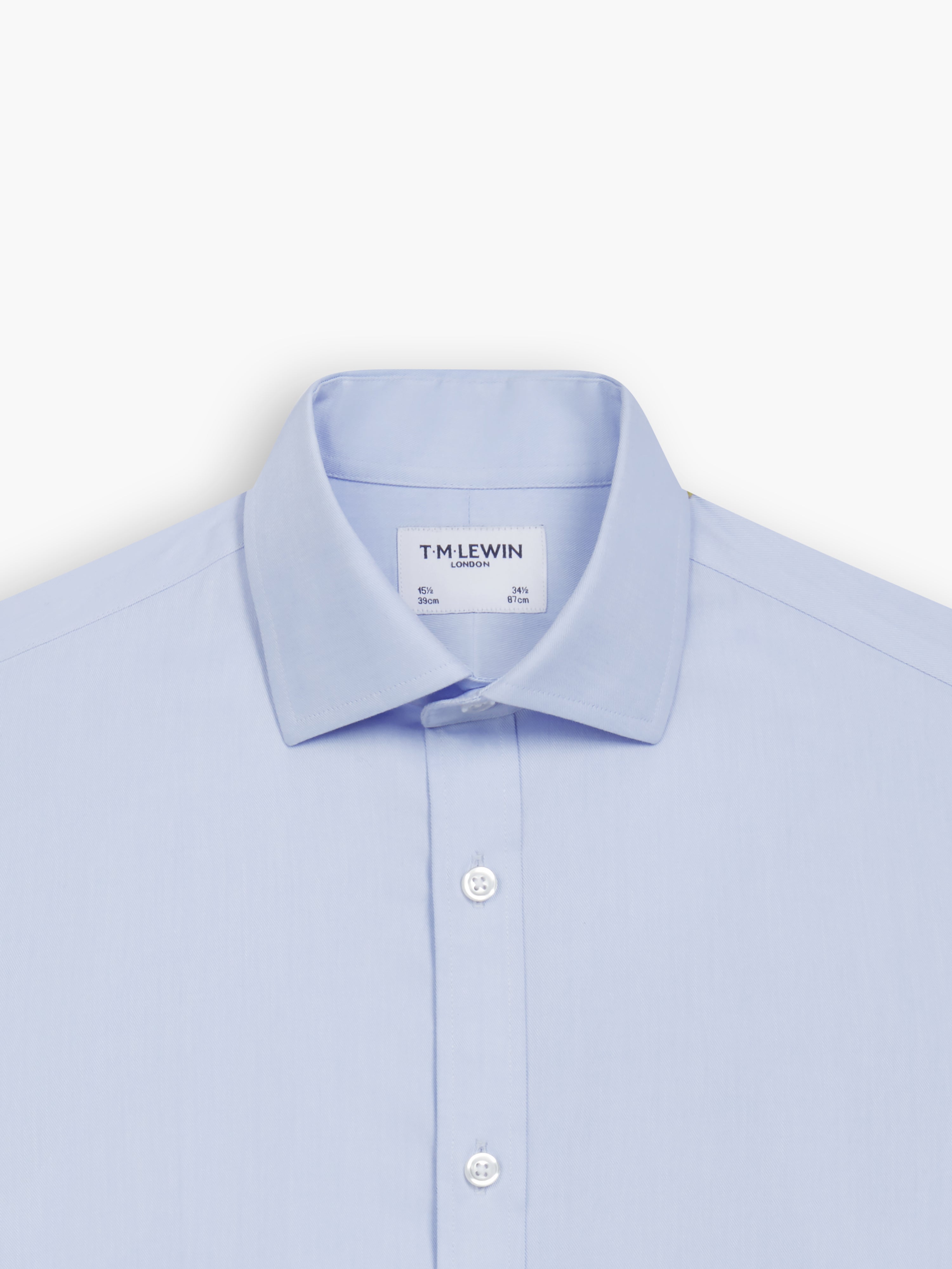 Non-Iron Light Blue Lightweight Twill Slim Fit Single Cuff Classic Collar Shirt