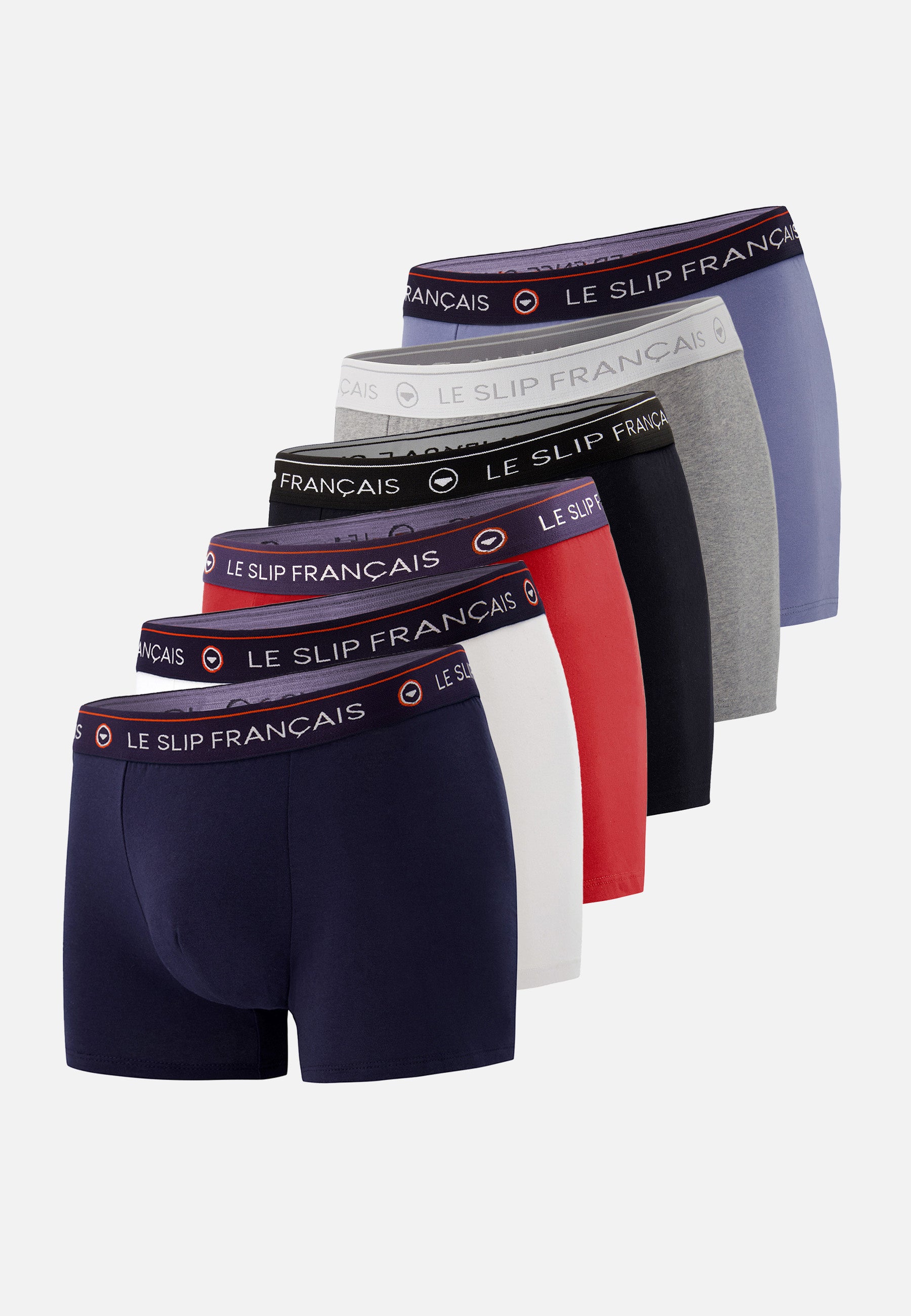Pack 6 Boxer Redoutable Noir Blanc Marine Rouge Cerise Gris Chiné Bleu Jean