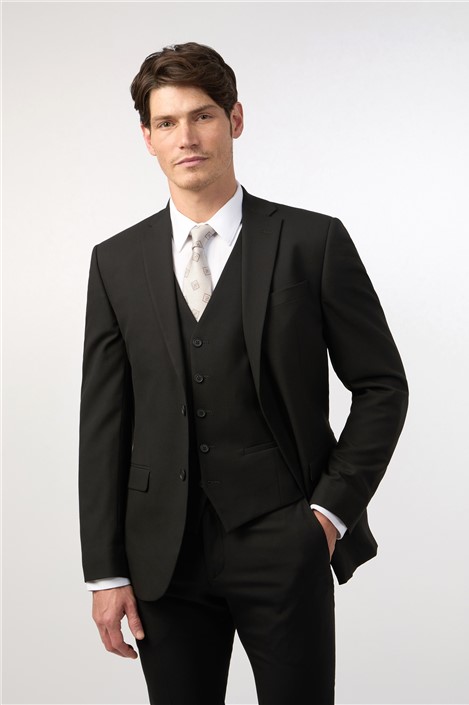 Limehaus Tailored Fit Black Stretch Men's Suit Jacket