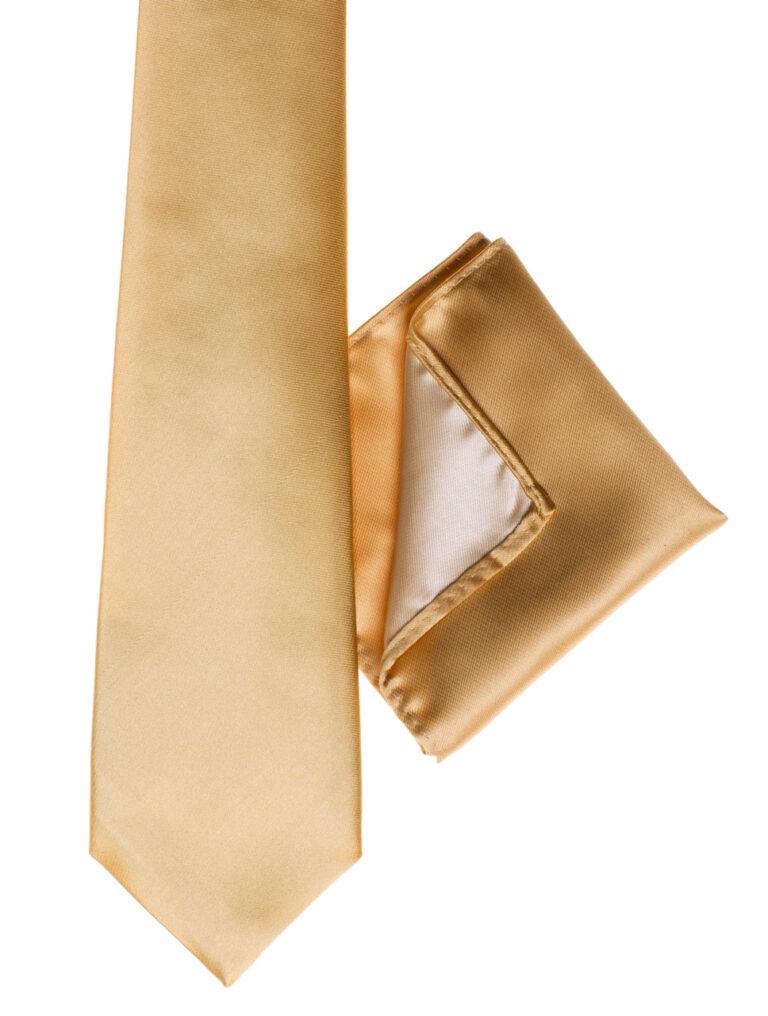 Gold pocket handkerchief and tie set – Paisley