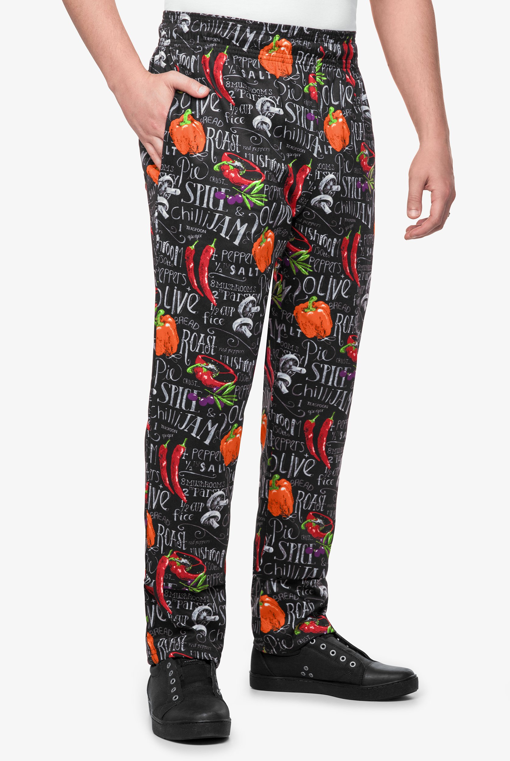 Chef Uniforms UA CHEF™ Chalkboard Men's 4-Pocket Baggy Printed Chef Pants | Size XS | Cotton