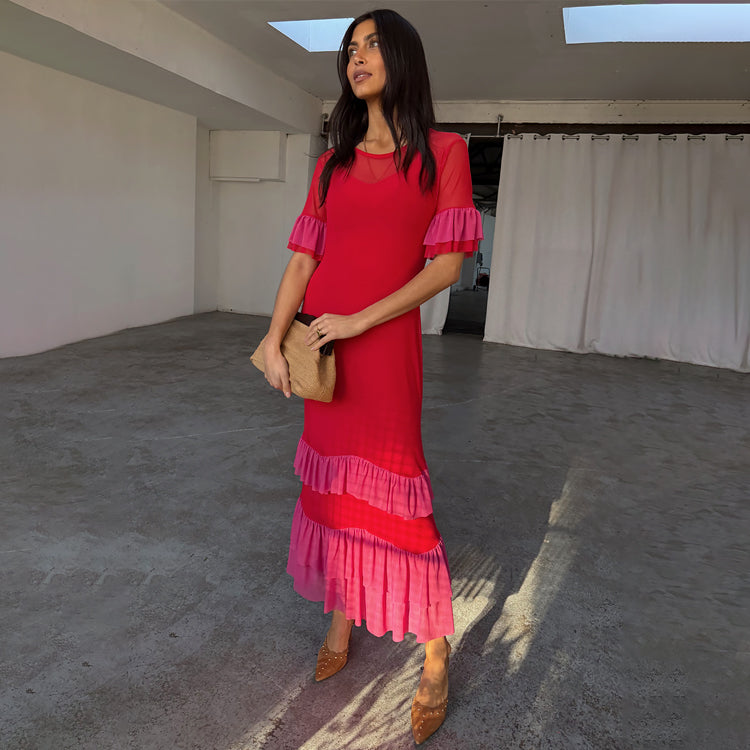Red and Pink Angelina Dress