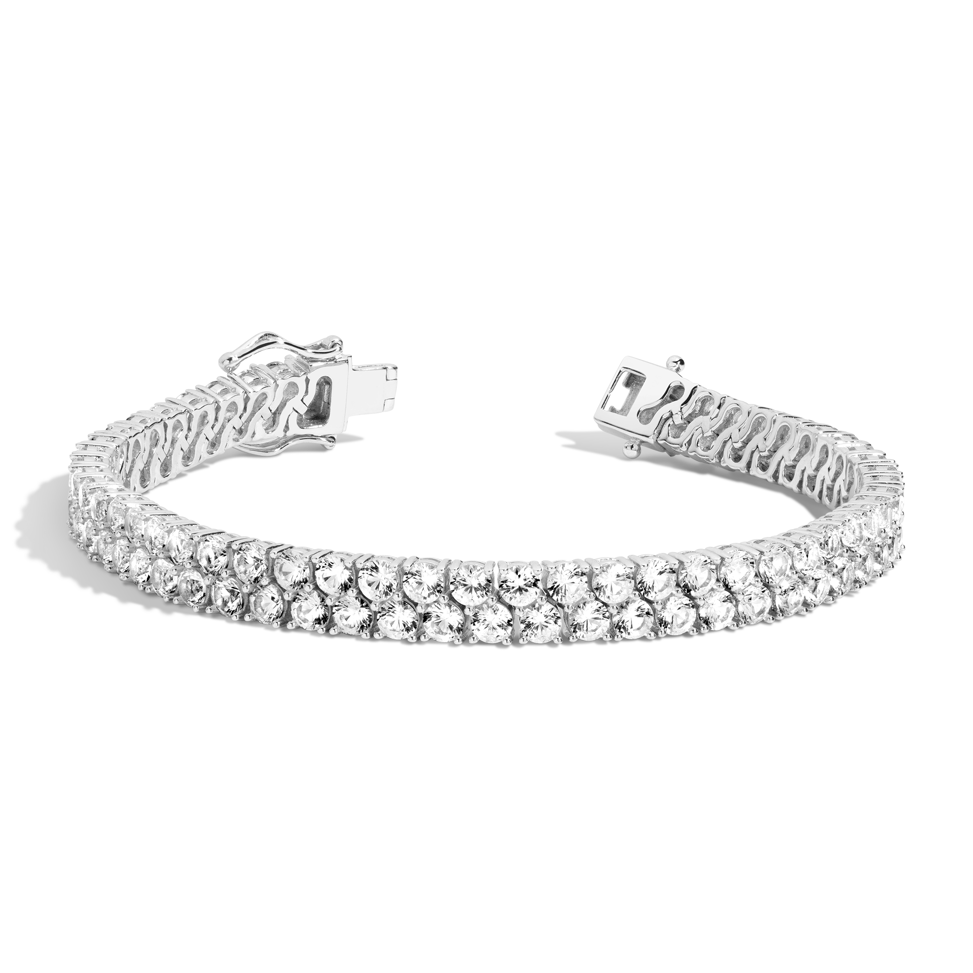 Lab Grown White Sapphire Double Row Tennis Bracelet