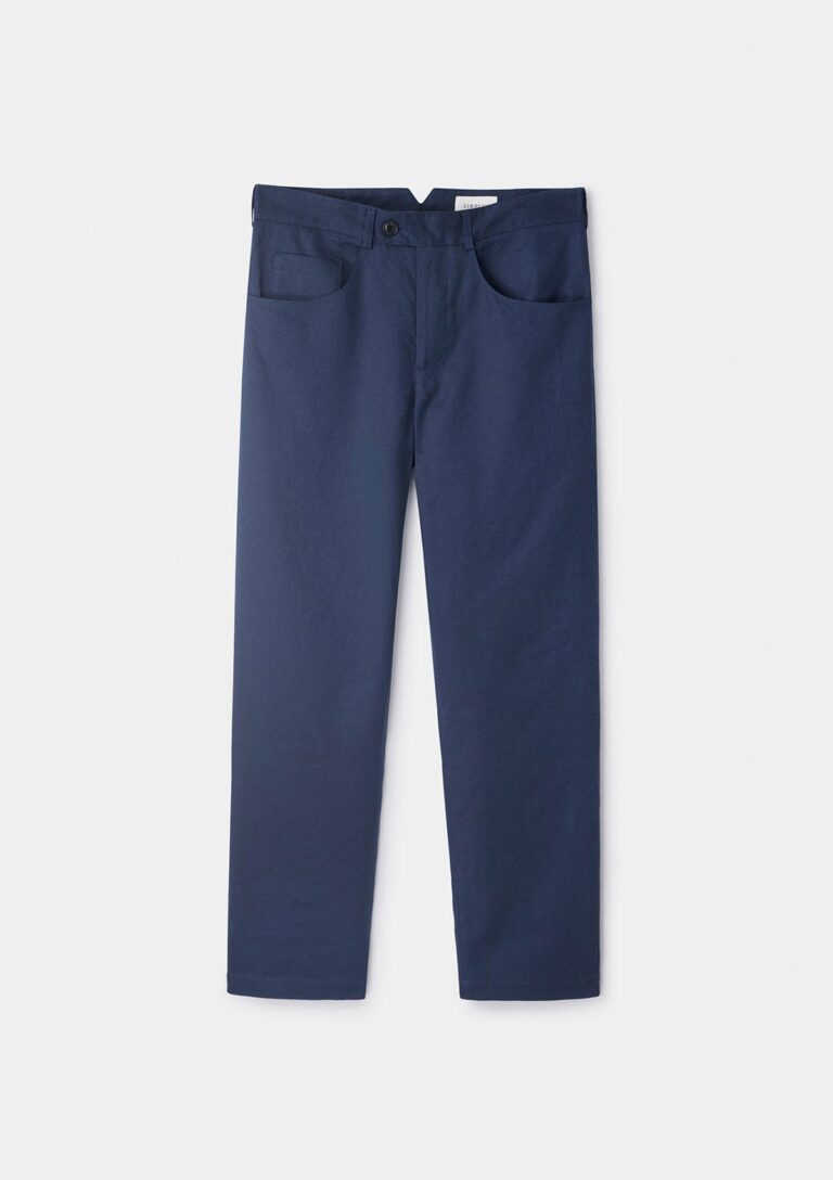 Navy Cotton Linen Casual Trousers