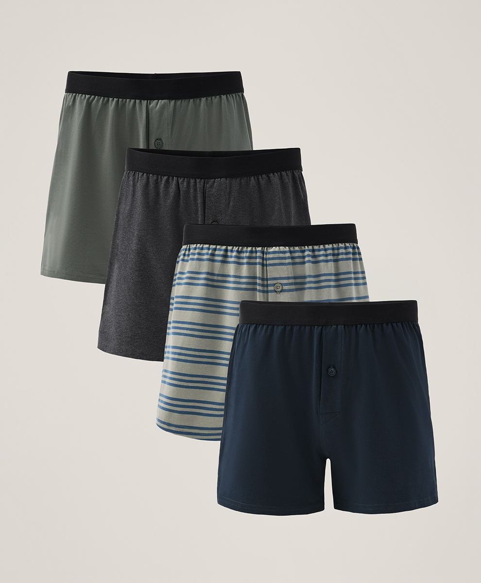 Organic Everyday Knit Boxer 4-Pack by pact in Riverway Fair Trade, Mens Size Medium