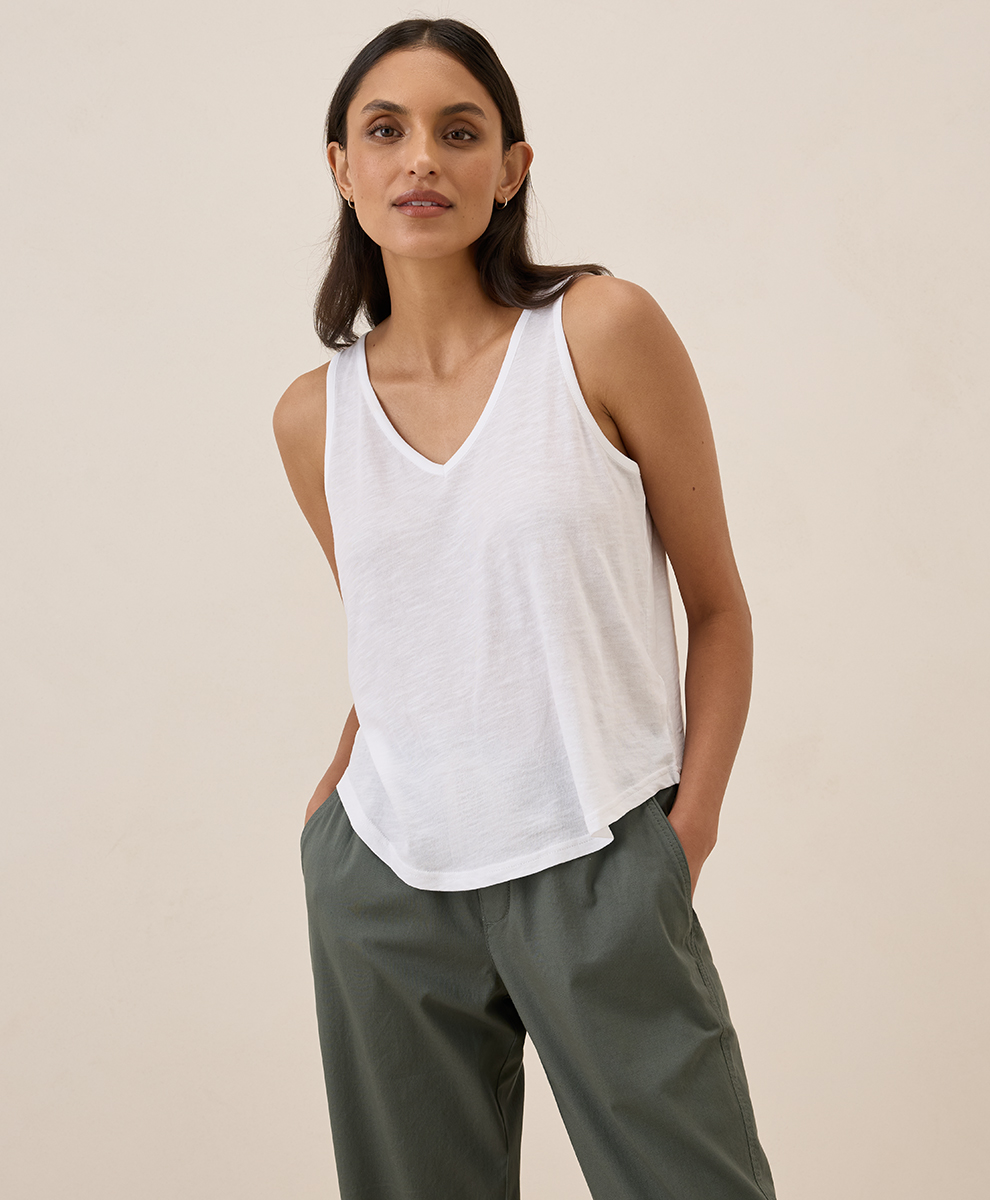 Organic Featherweight Slub Reversible Tank by pact in White Fair Trade, Womens Size XX-Small